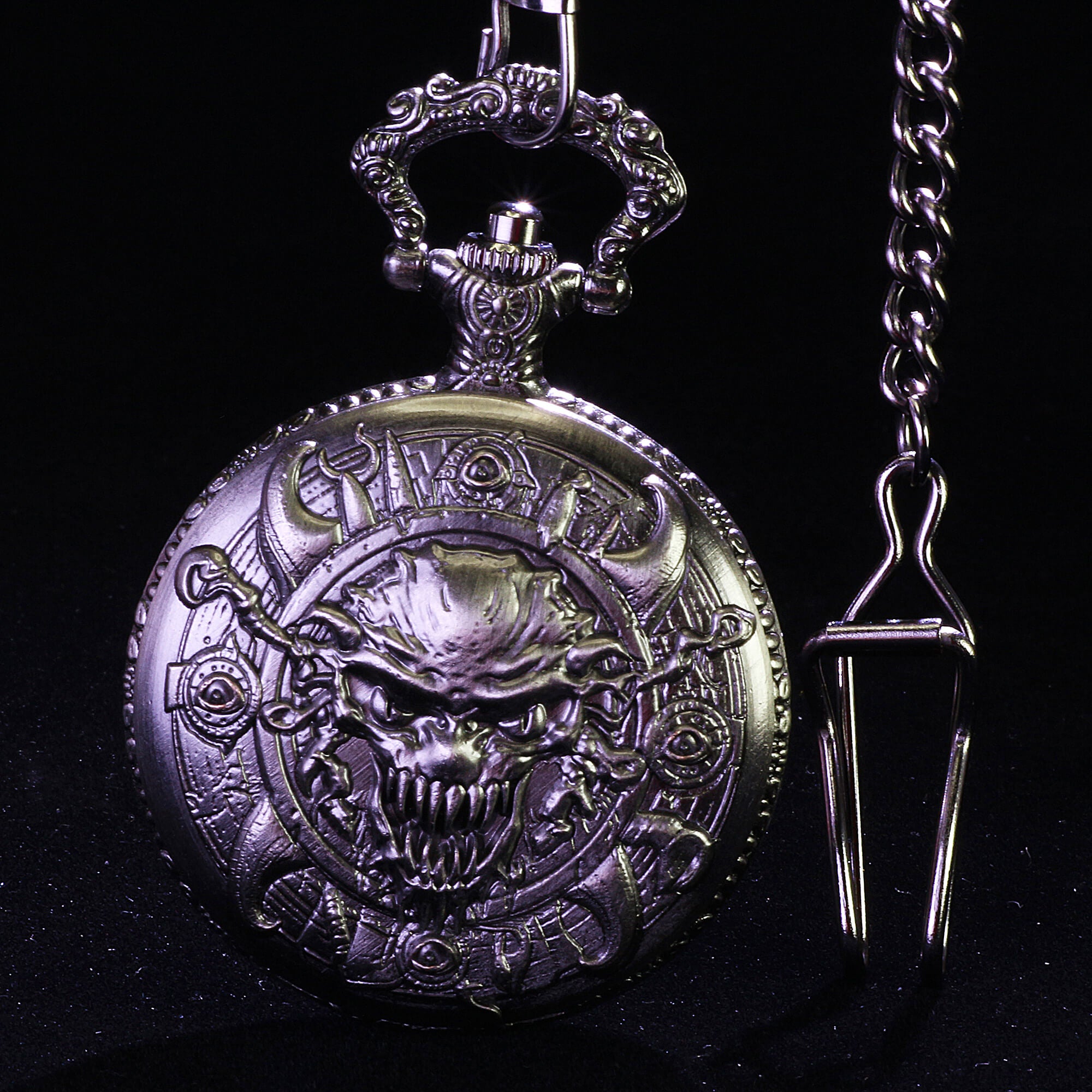 Eye Demon Mini Polyhedral Metal DD Dice Sets with Pocket Watch Shell Case - Dice of Dragons
