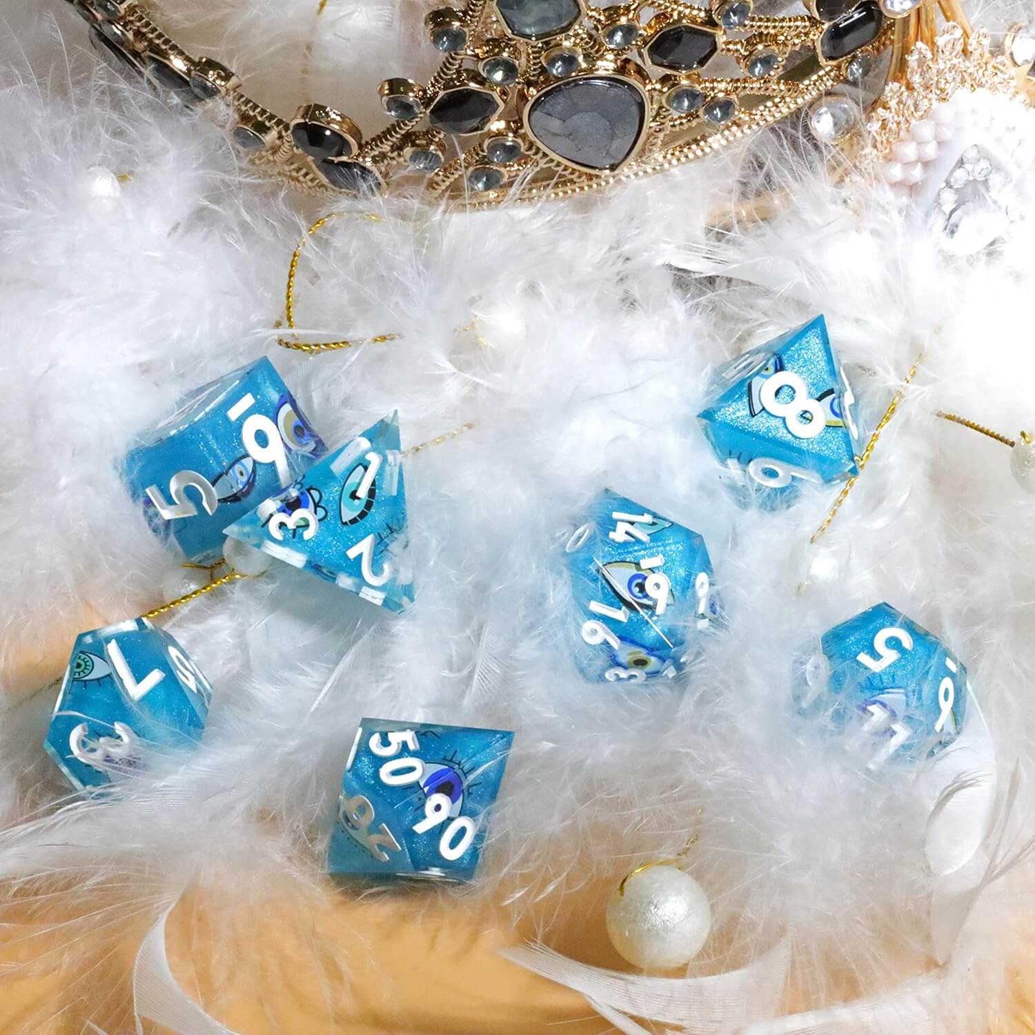 Eye of Truth Sharp Edge Polyhedral Resin 7-Piece D&D Dice Set - Dice of Dragons