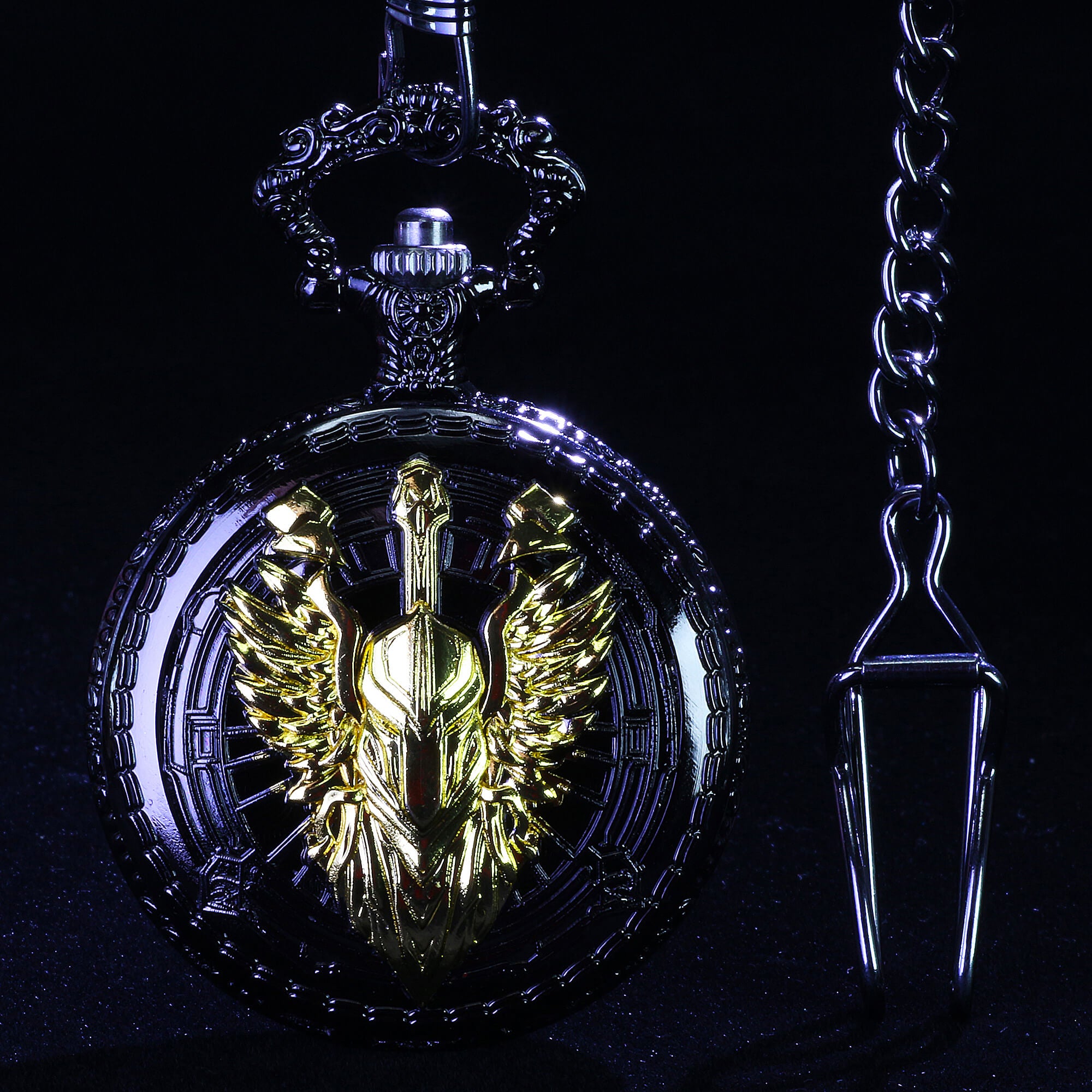 Fighter Mini Polyhedral Metal Dice Set D and D with Pocket Watch Shell Case - Dice of Dragons