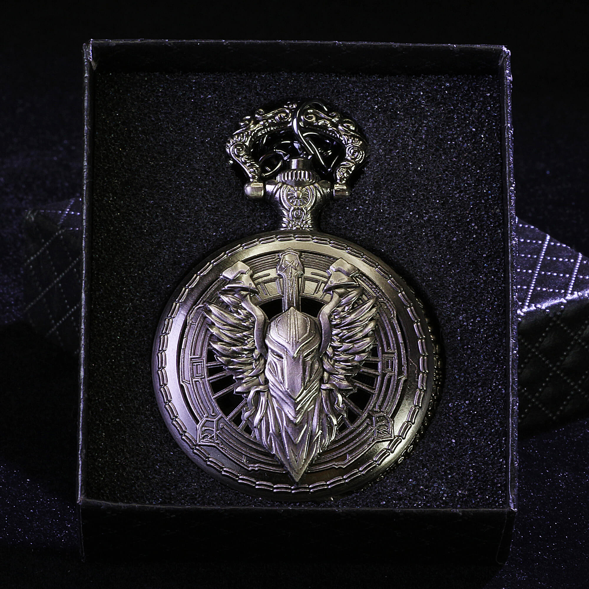 Fighter Mini Polyhedral Metal Dice Set D and D with Pocket Watch Shell Case - Dice of Dragons