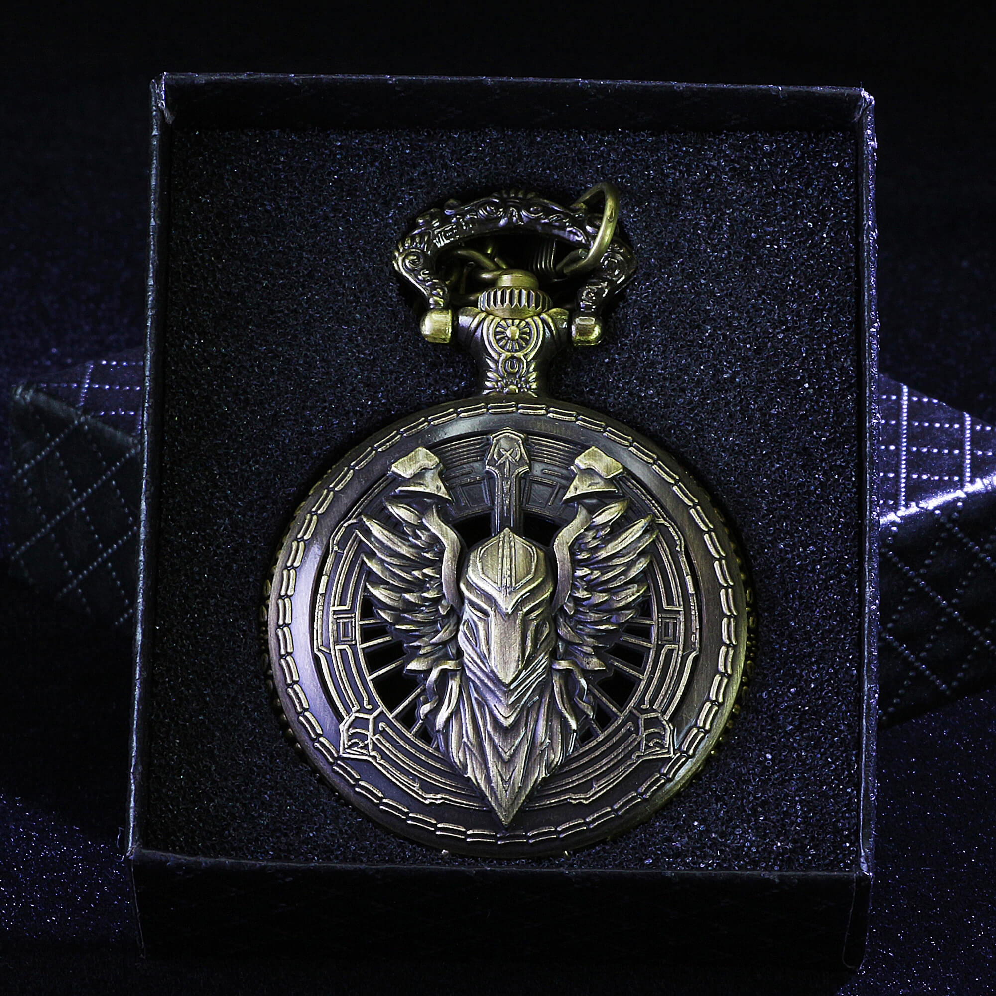 Fighter Mini Polyhedral Metal Dice Set D and D with Pocket Watch Shell Case - Dice of Dragons