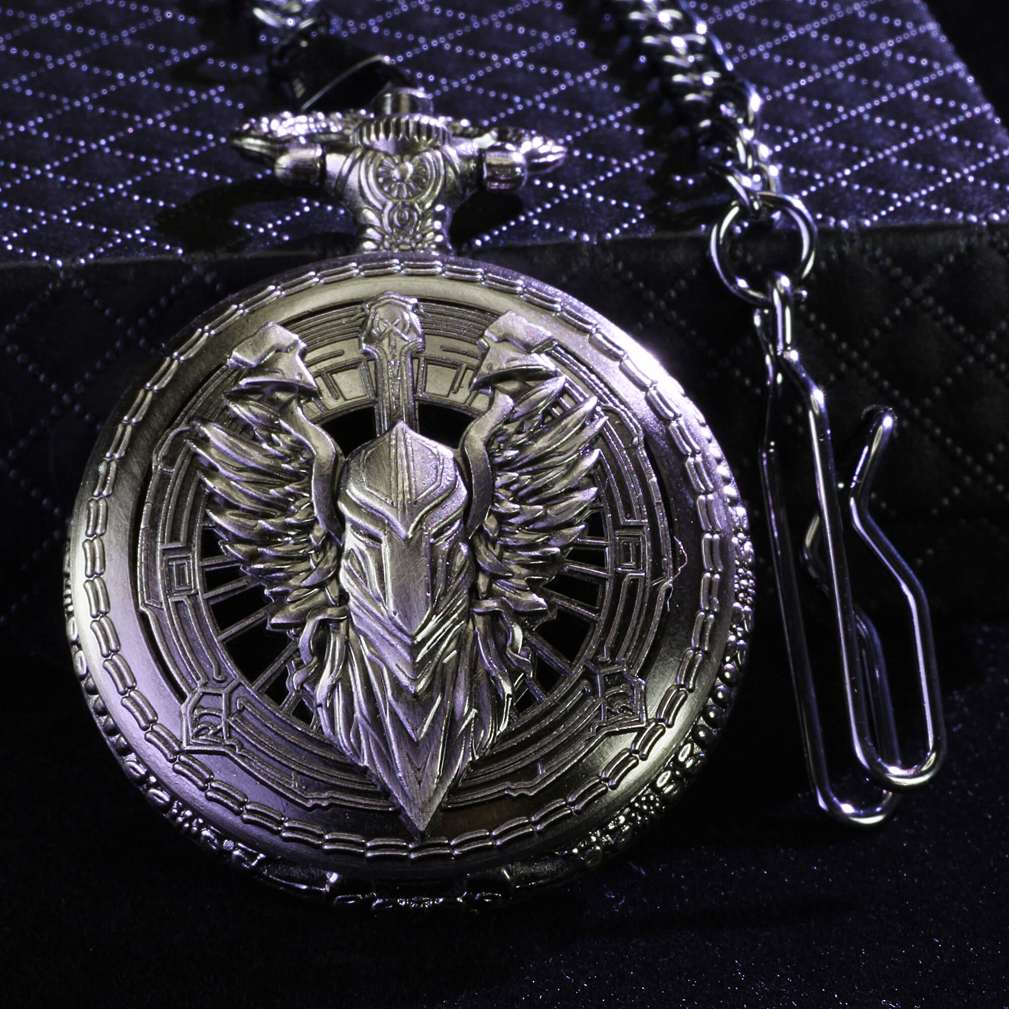 Fighter Mini Polyhedral Metal Dice Set D and D with Pocket Watch Shell Case - Dice of Dragons