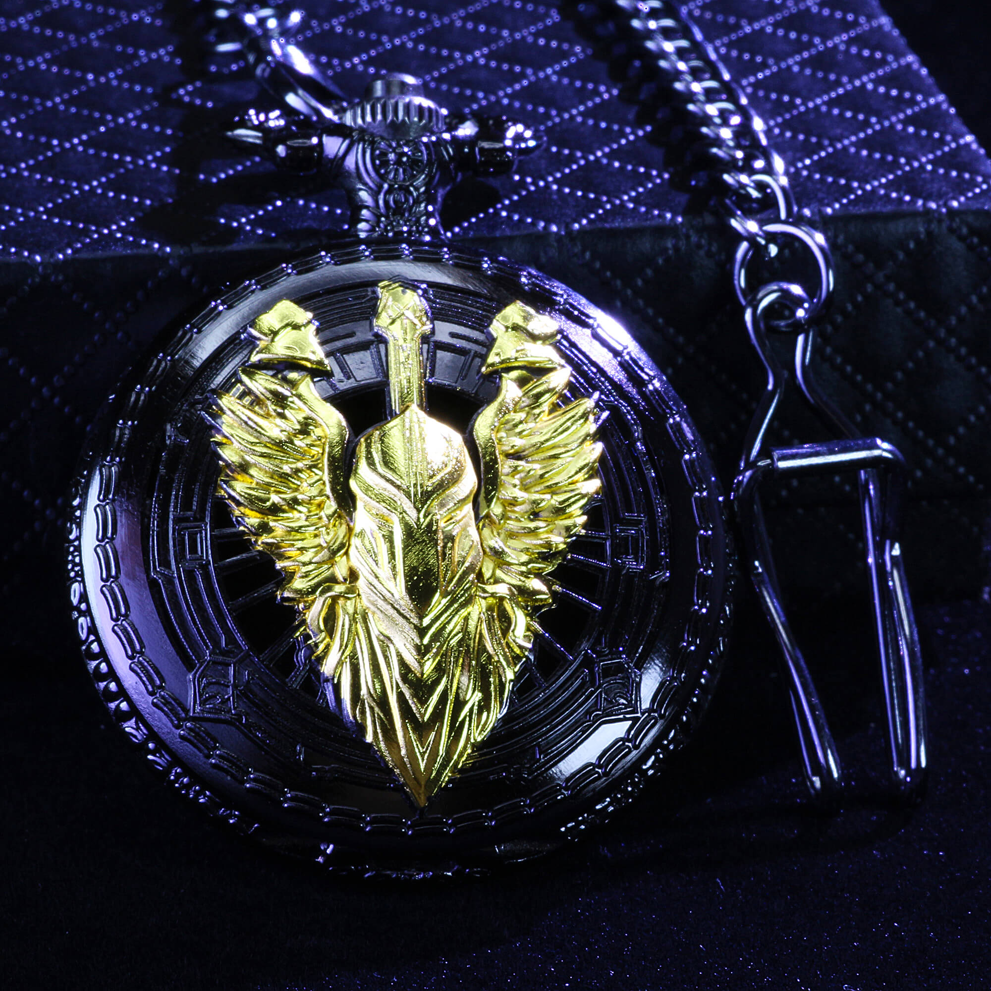 Fighter Mini Polyhedral Metal Dice Set D and D with Pocket Watch Shell Case - Dice of Dragons