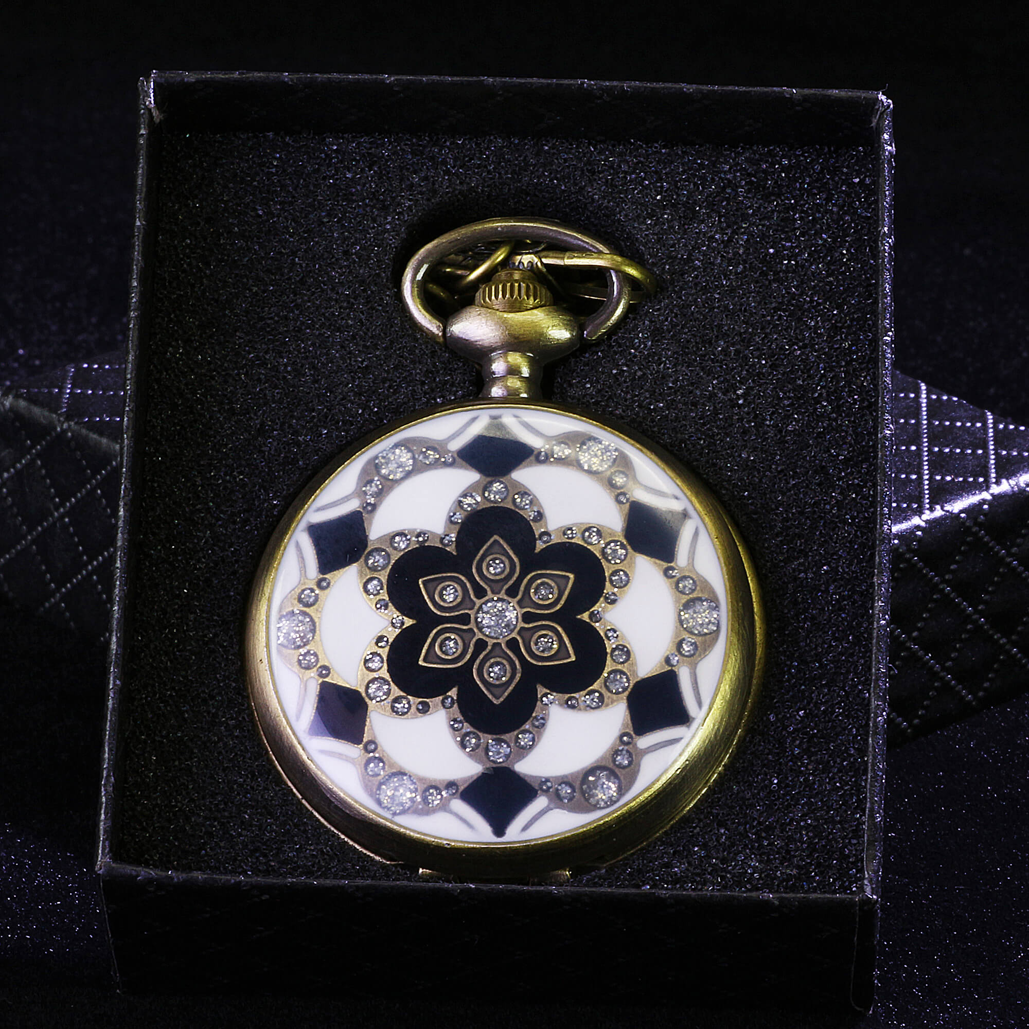 Flower Mini Polyhedral Metal Dice Sets DnD with Pocket Watch Shell Case - Dice of Dragons