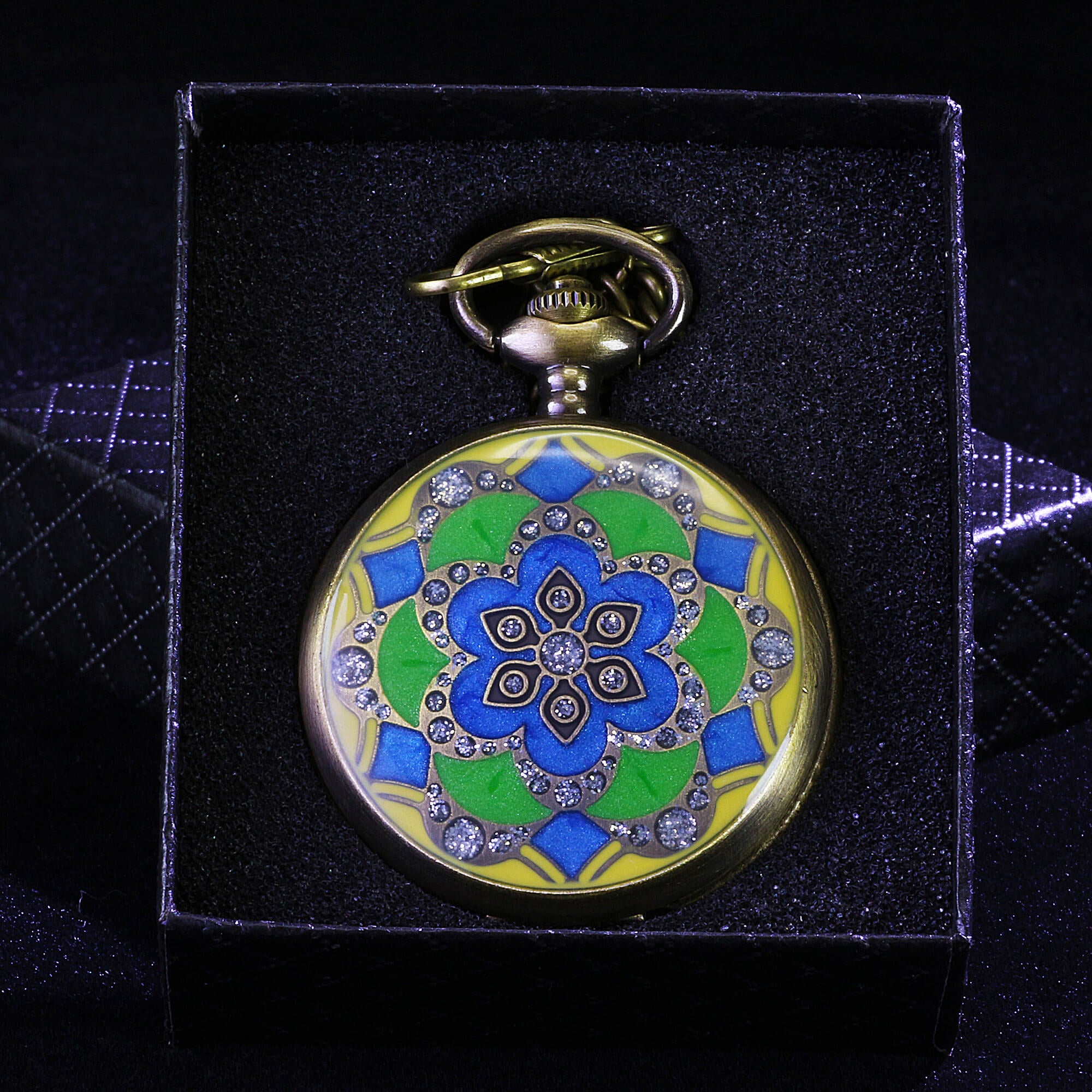 Flower Mini Polyhedral Metal Dice Sets DnD with Pocket Watch Shell Case - Dice of Dragons