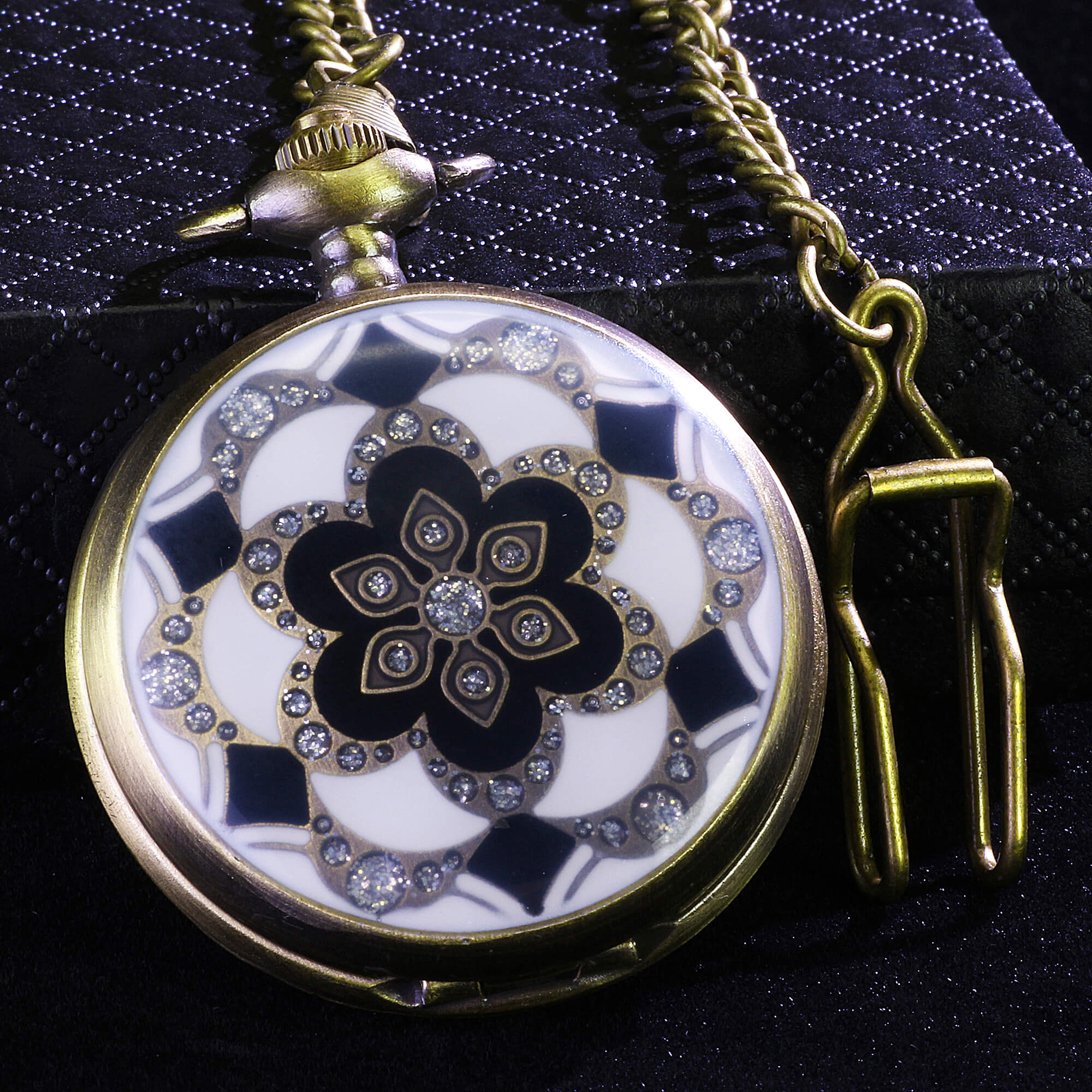 Flower Mini Polyhedral Metal Dice Sets DnD with Pocket Watch Shell Case - Dice of Dragons