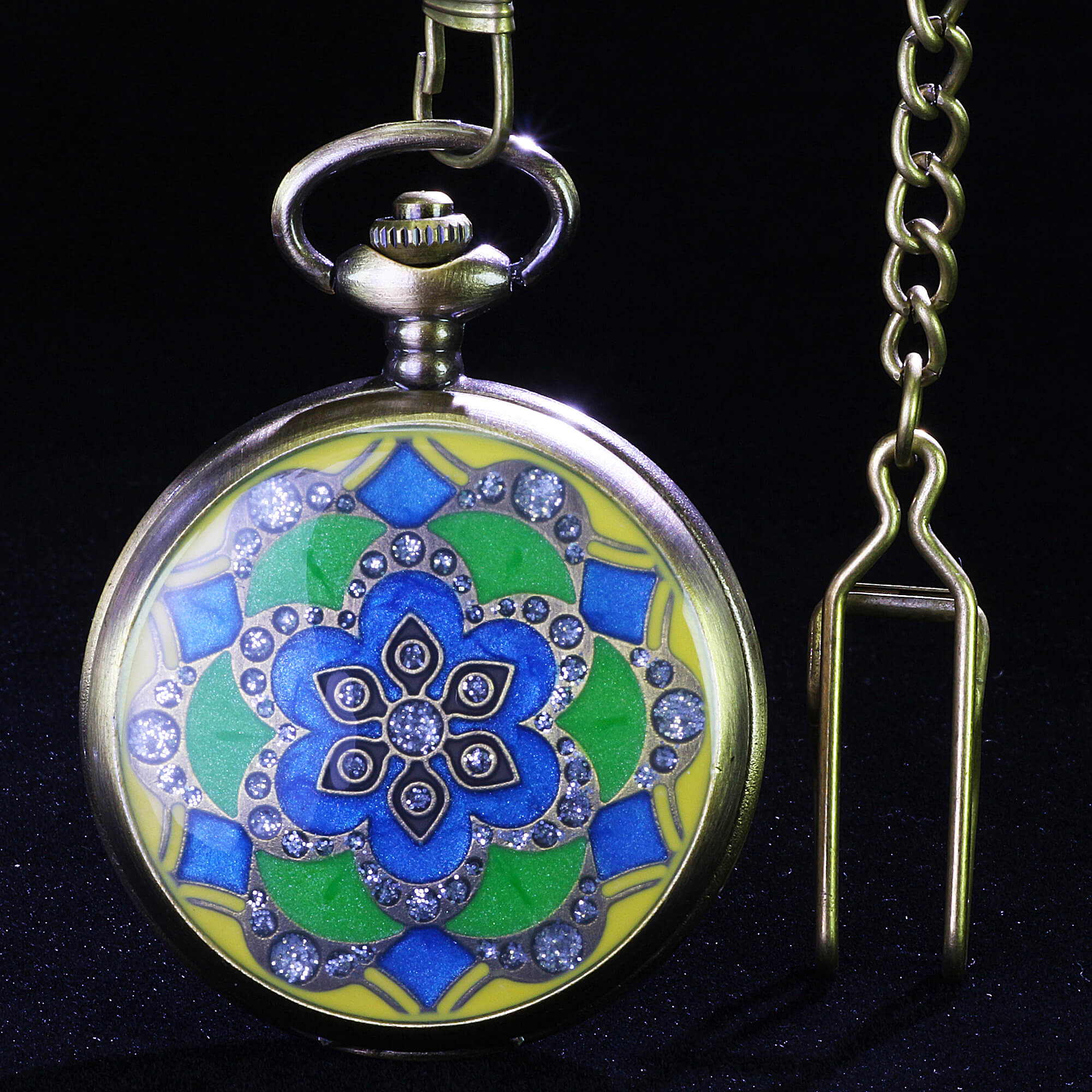 Flower Mini Polyhedral Metal Dice Sets DnD with Pocket Watch Shell Case - Dice of Dragons