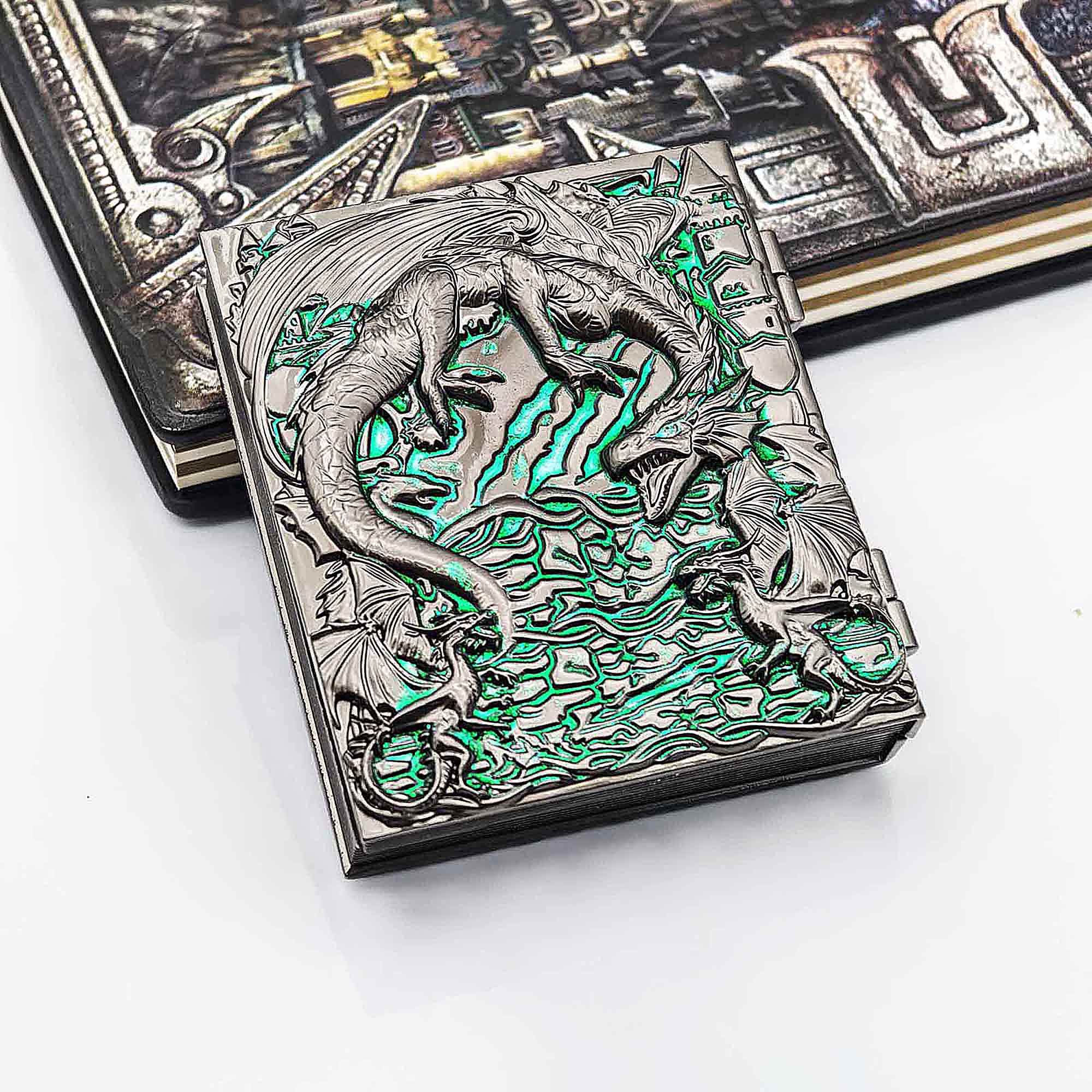 Flying Dragon 7 in 1 Rotating Roulette DND Metal Dice Magic Book Grimoire - Dice of Dragons