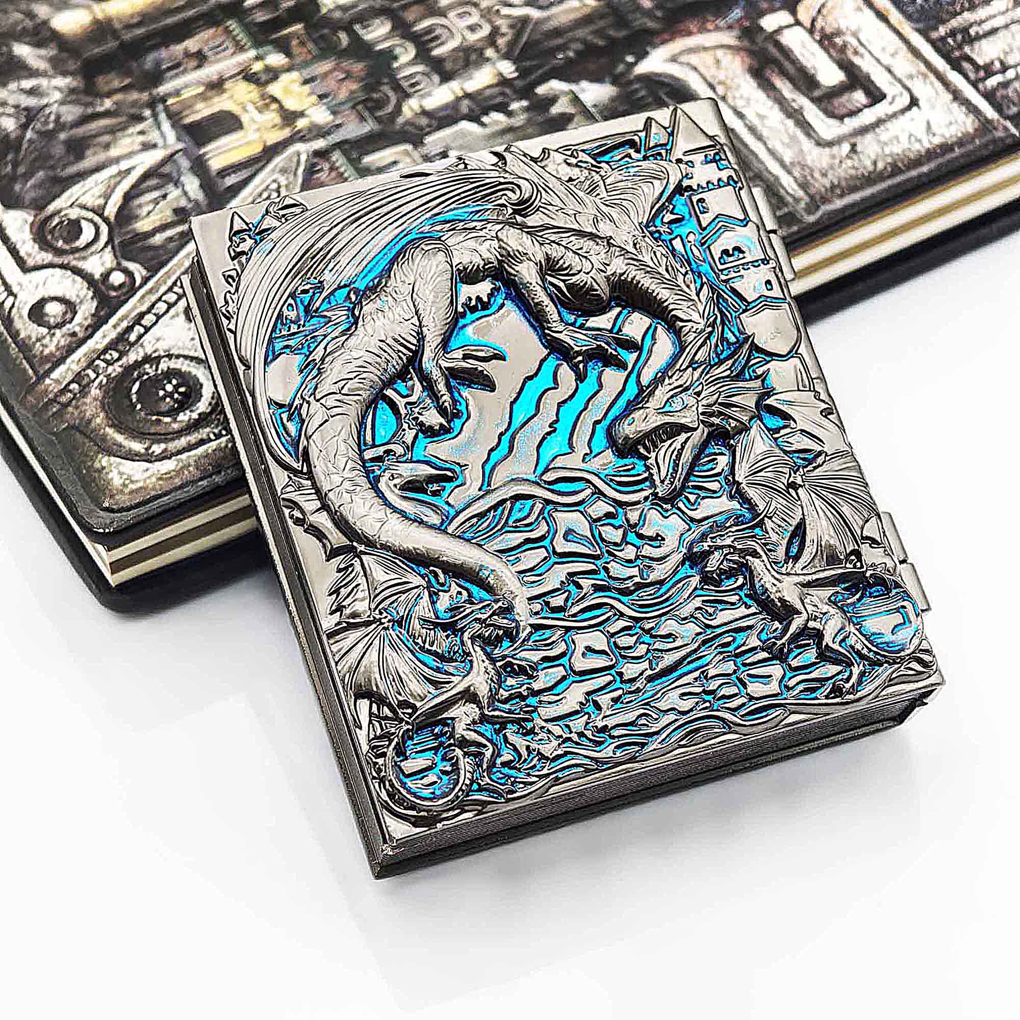 Flying Dragon 7 in 1 Rotating Roulette DND Metal Dice Magic Book Grimoire - Dice of Dragons