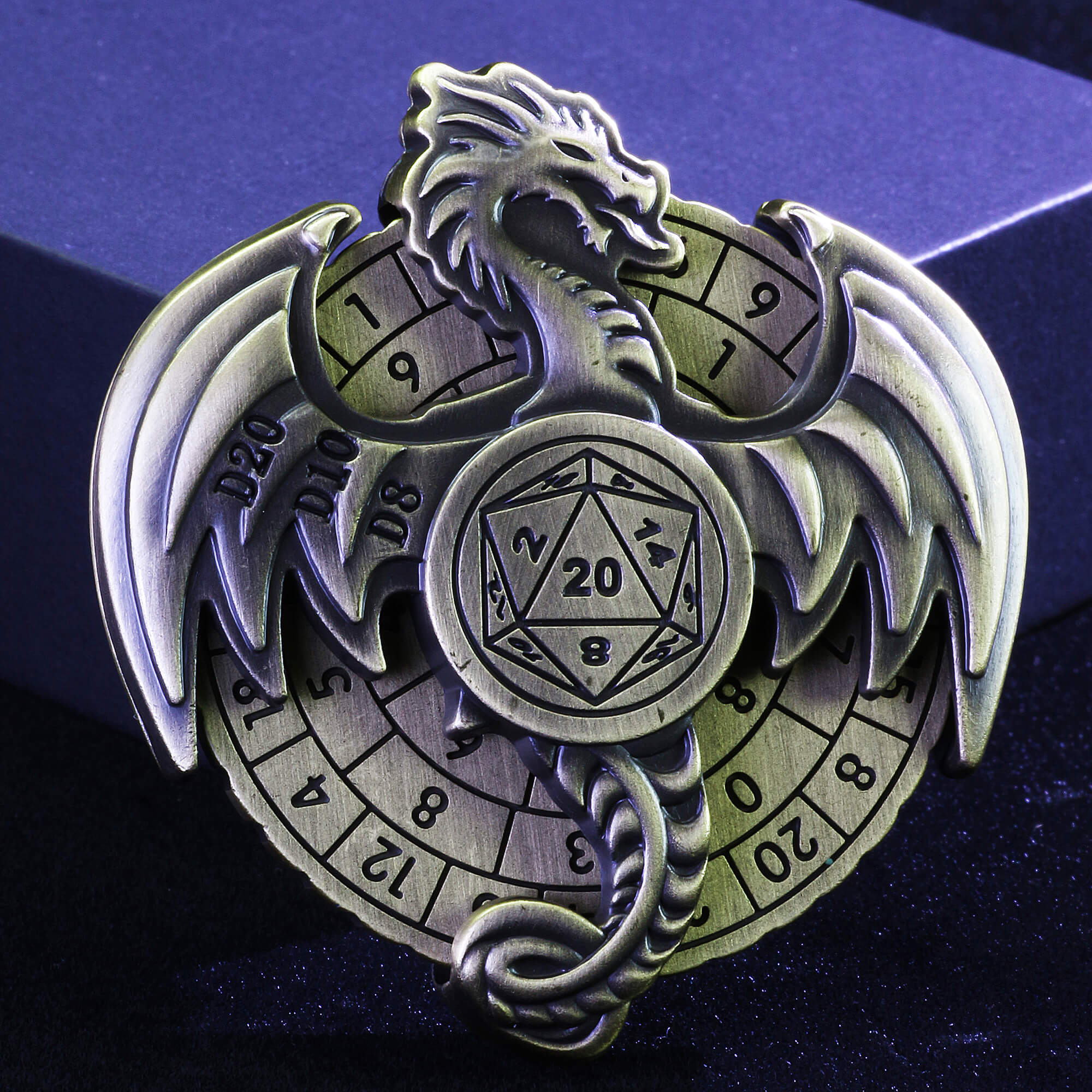 Flying Dragon 7 in 1 Roulette Metal DND Dice Fidget Spinner Gyroid Dice - Dice of Dragons