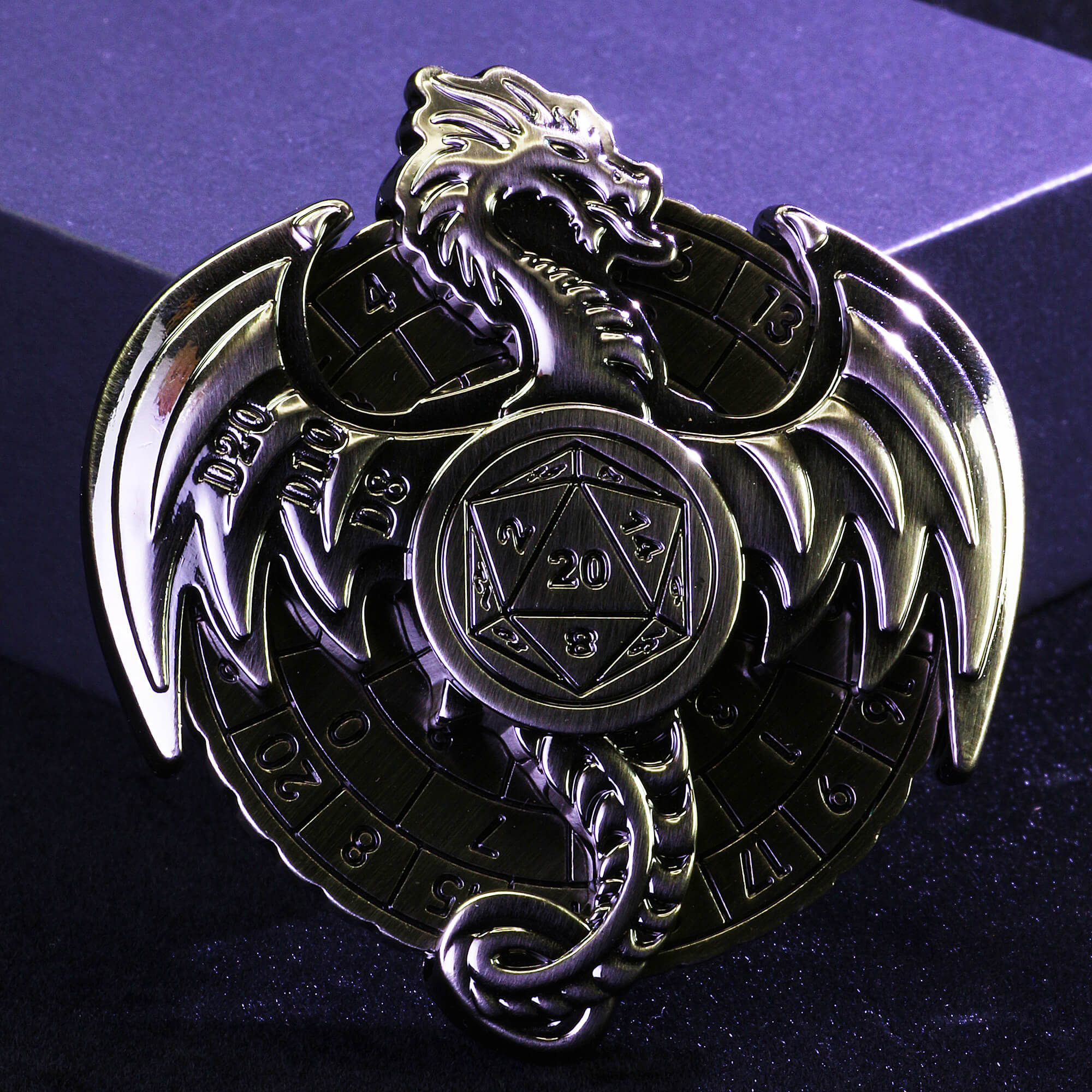 Flying Dragon 7 in 1 Roulette Metal DND Dice Fidget Spinner Gyroid Dice - Dice of Dragons