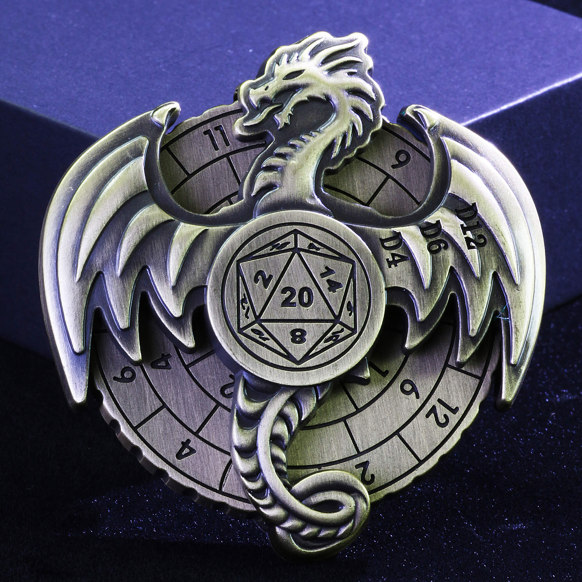 Flying Dragon 7 in 1 Roulette Metal DND Dice Fidget Spinner Gyroid Dice - Dice of Dragons