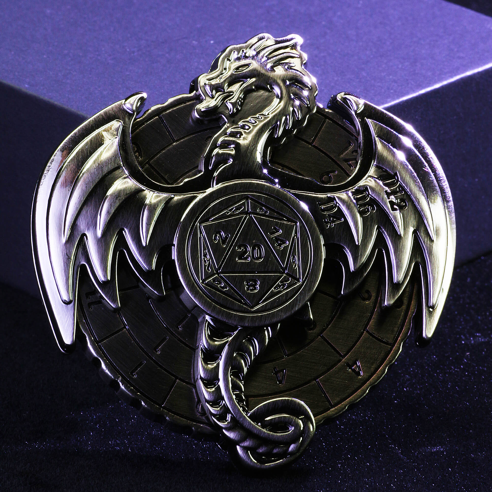 Flying Dragon 7 in 1 Roulette Metal DND Dice Fidget Spinner Gyroid Dice - Dice of Dragons