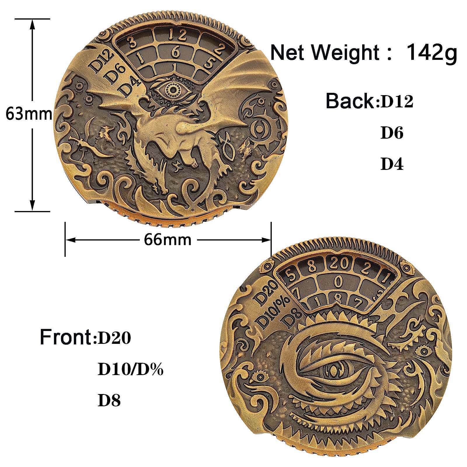 Flying Dragon Roulette Metal DND Dice Fidget Spinner Gyroid Dice - Dice of Dragons