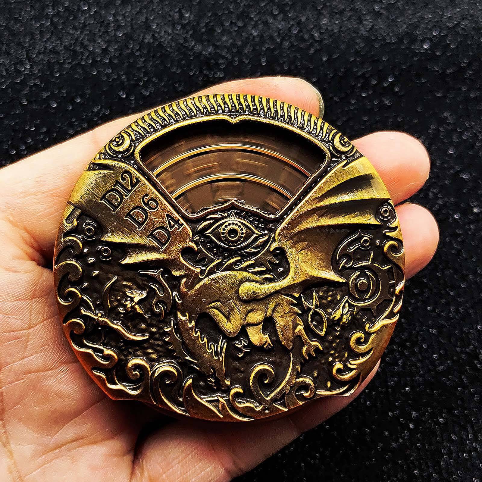 Flying Dragon Roulette Metal DND Dice Fidget Spinner Gyroid Dice - Dice of Dragons