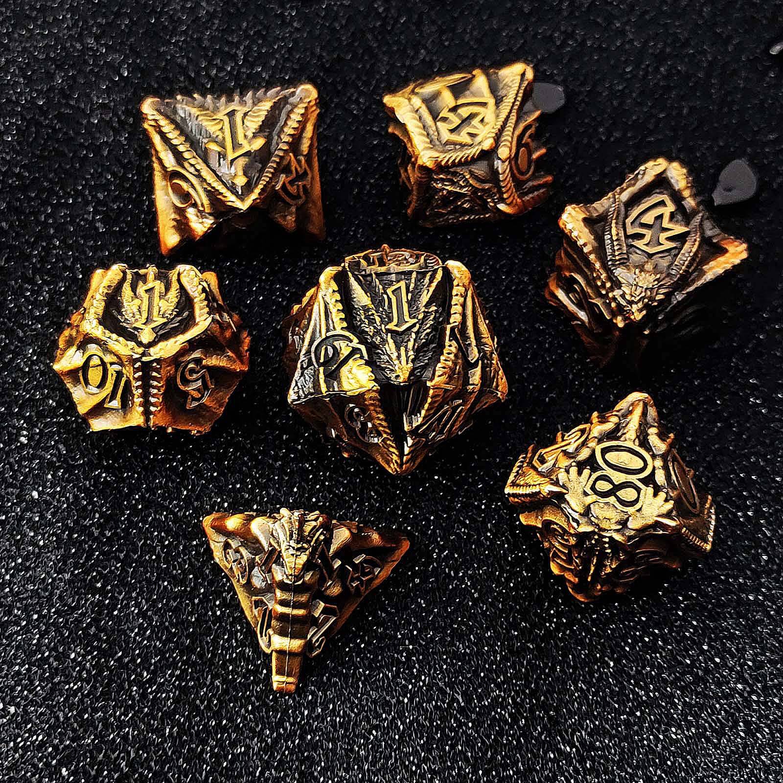 Flying Dragon Solid 7 Metal Dice Sets DnD - Dice of Dragons