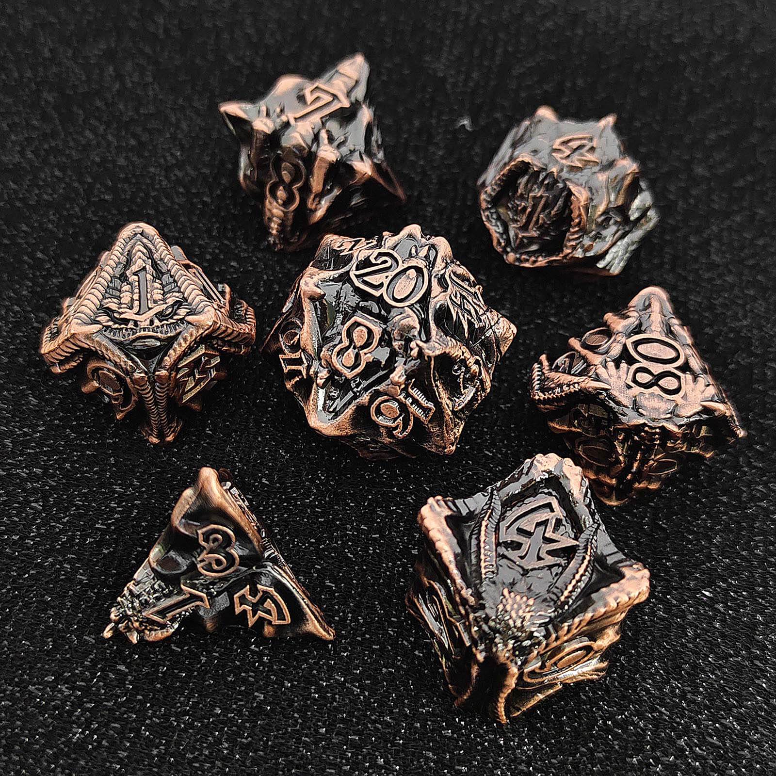 Flying Dragon Solid 7 Metal Dice Sets DnD - Dice of Dragons