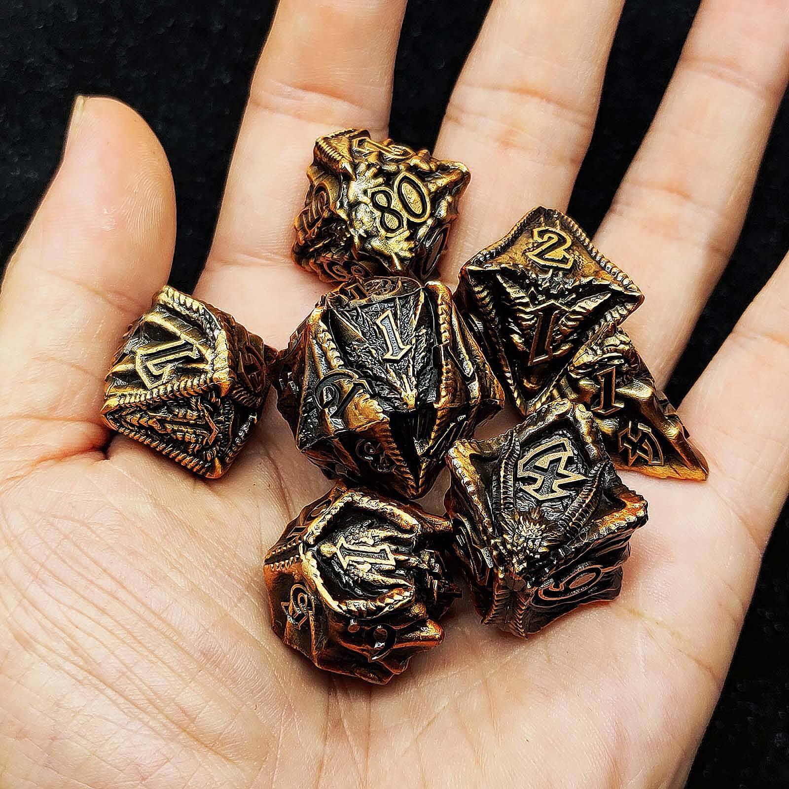 Flying Dragon Solid 7 Metal Dice Sets DnD - Dice of Dragons