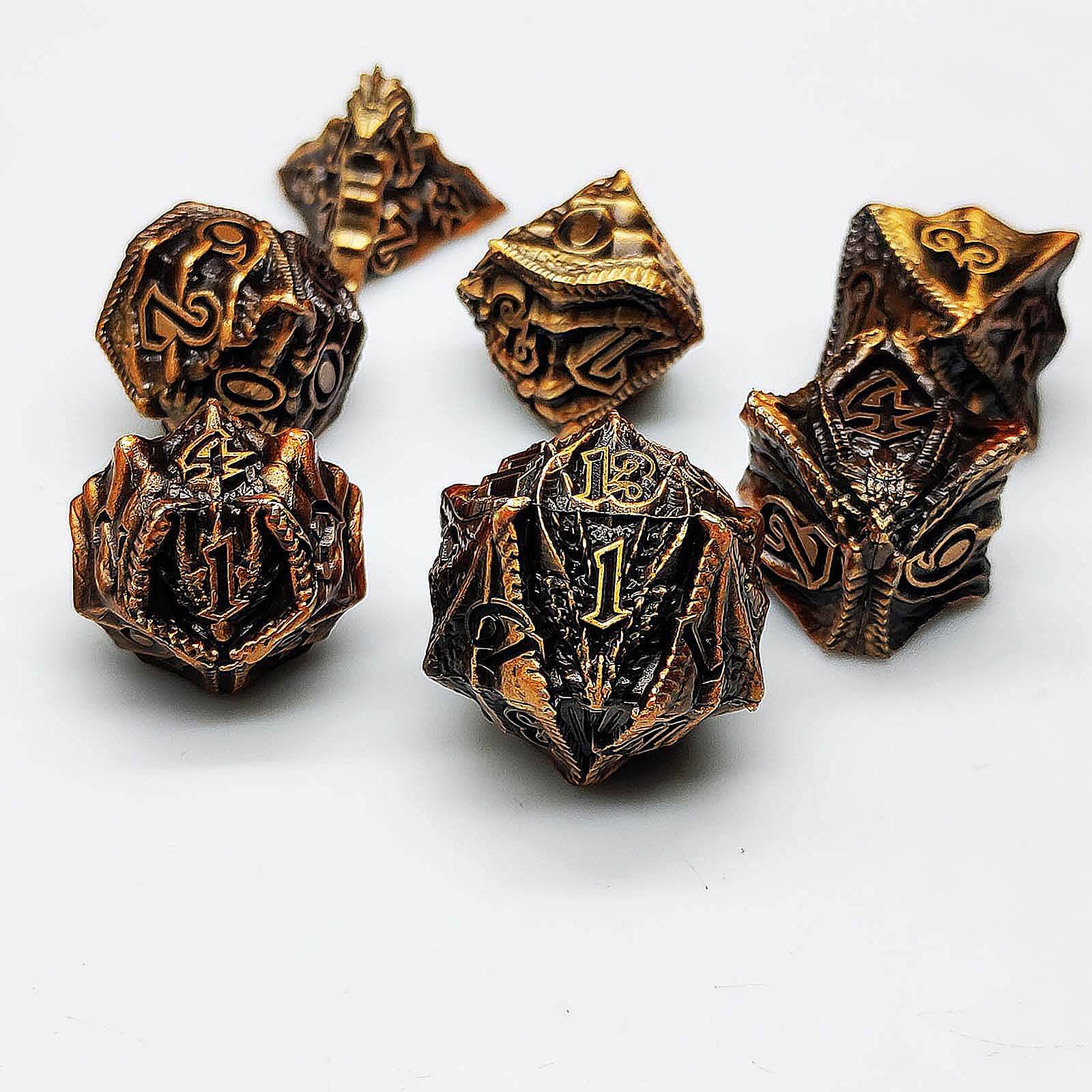 Flying Dragon Solid 7 Metal Dice Sets DnD - Dice of Dragons
