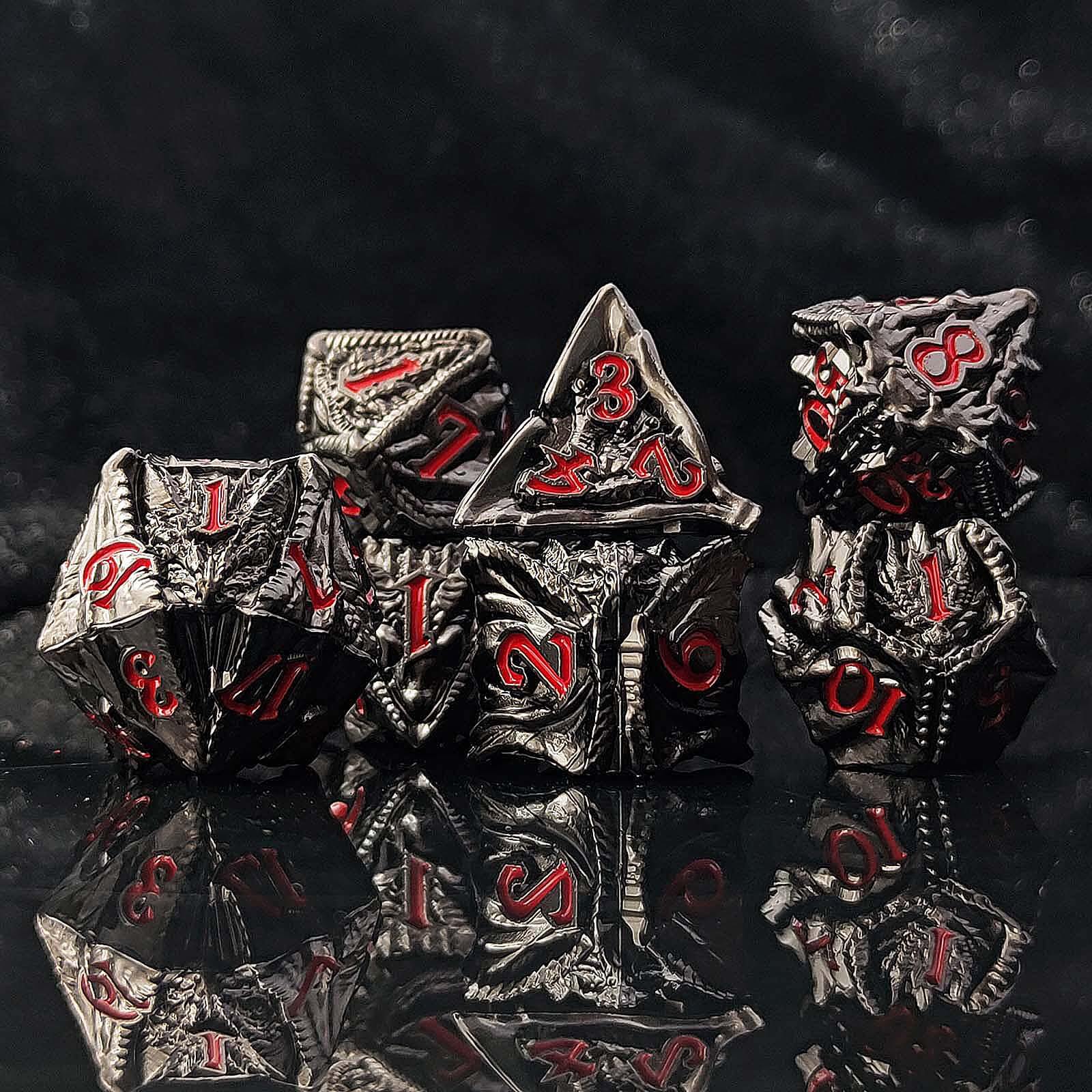 Flying Dragon Solid 7 Metal Dice Sets DnD - Dice of Dragons