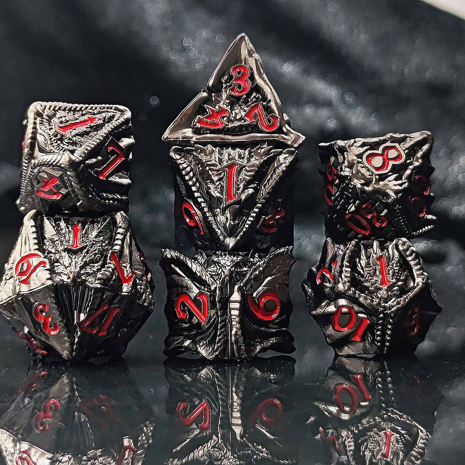 Flying Dragon Solid 7 Metal Dice Sets DnD - Dice of Dragons