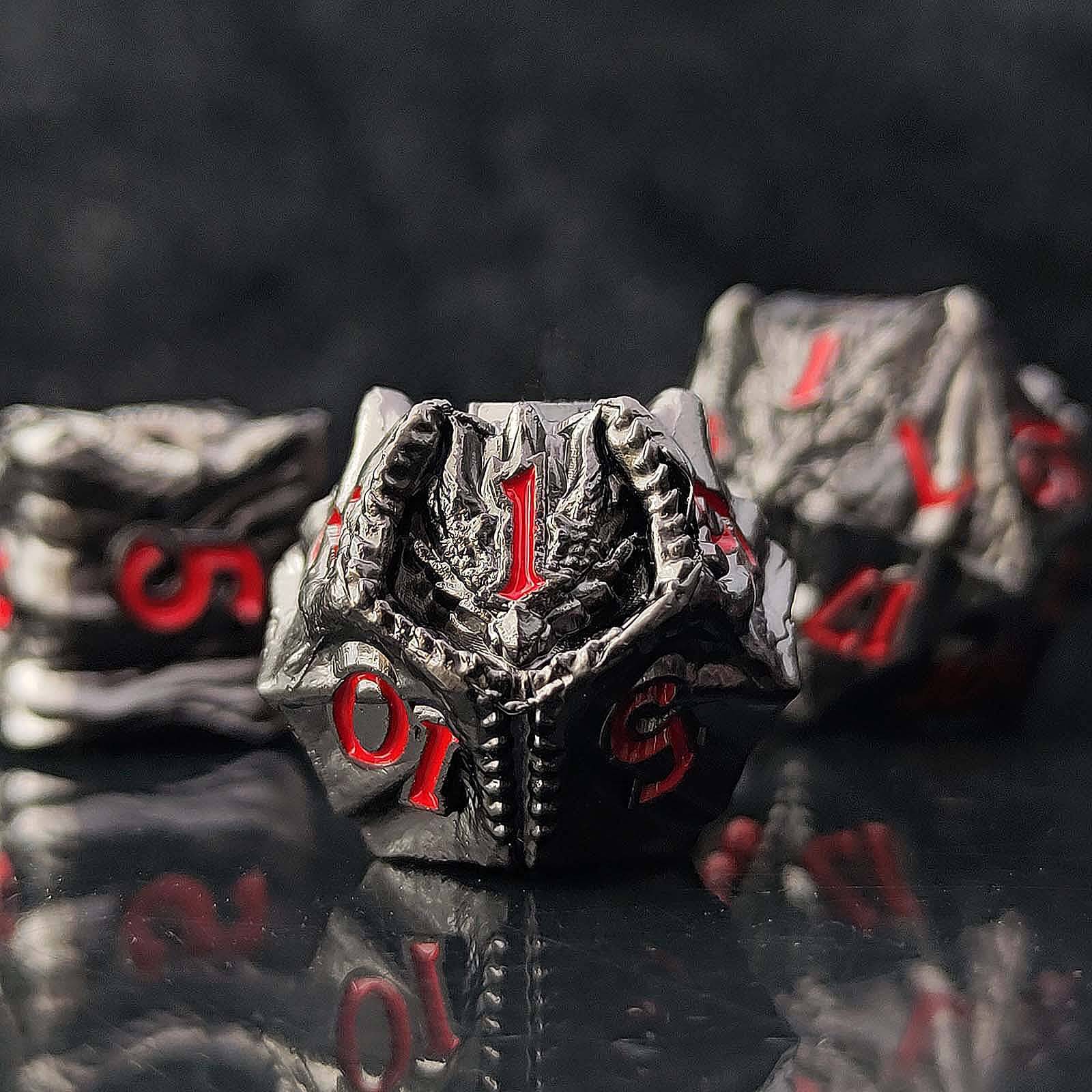 Flying Dragon Solid 7 Metal Dice Sets DnD - Dice of Dragons