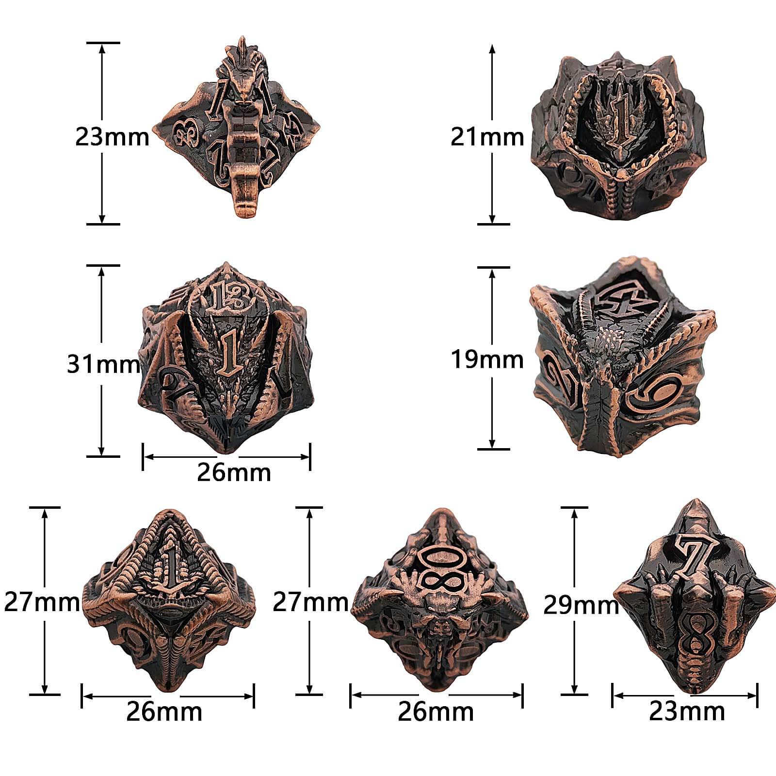 Flying Dragon Solid 7 Metal Dice Sets DnD - Dice of Dragons