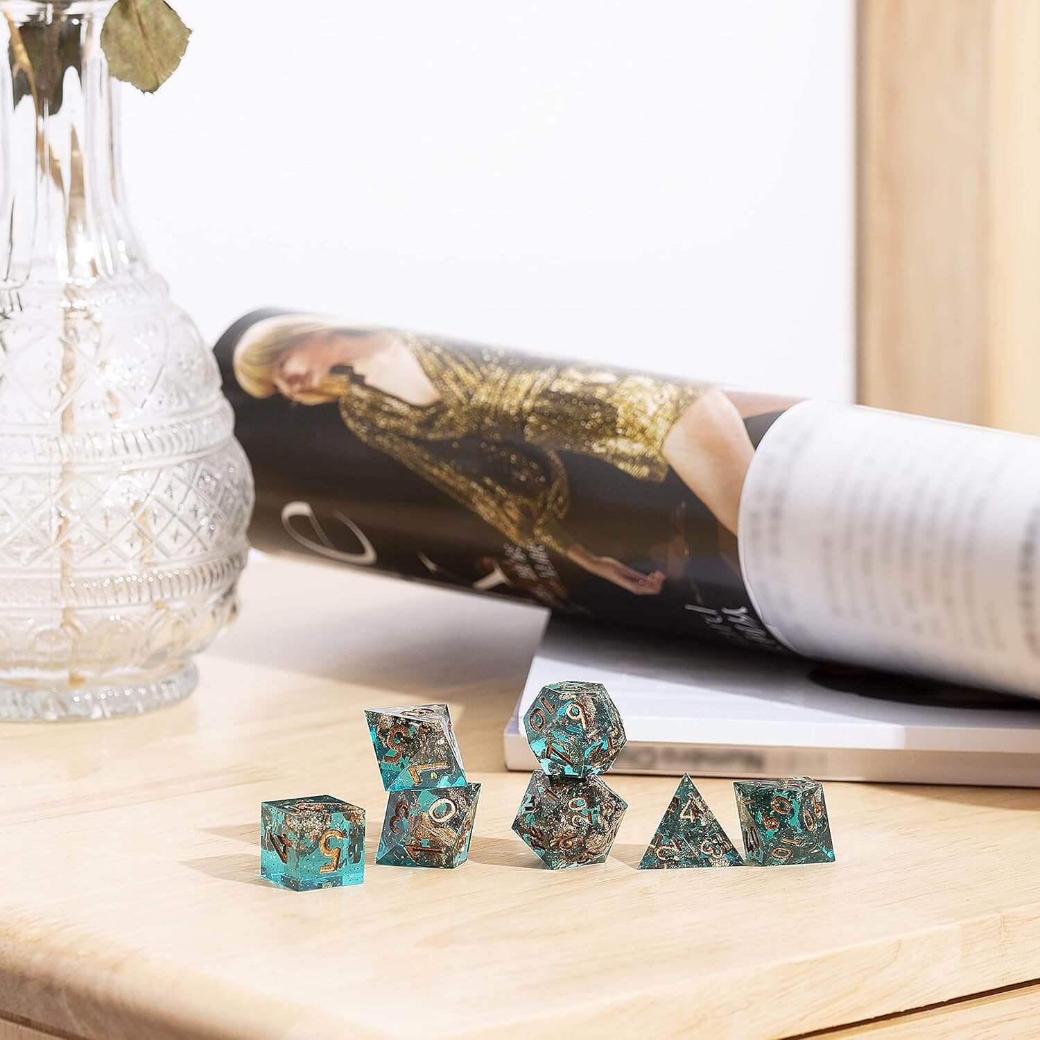 Forgotten Oasis Polyhedral Resin 7-Piece D&D Dice Set - Dice of Dragons