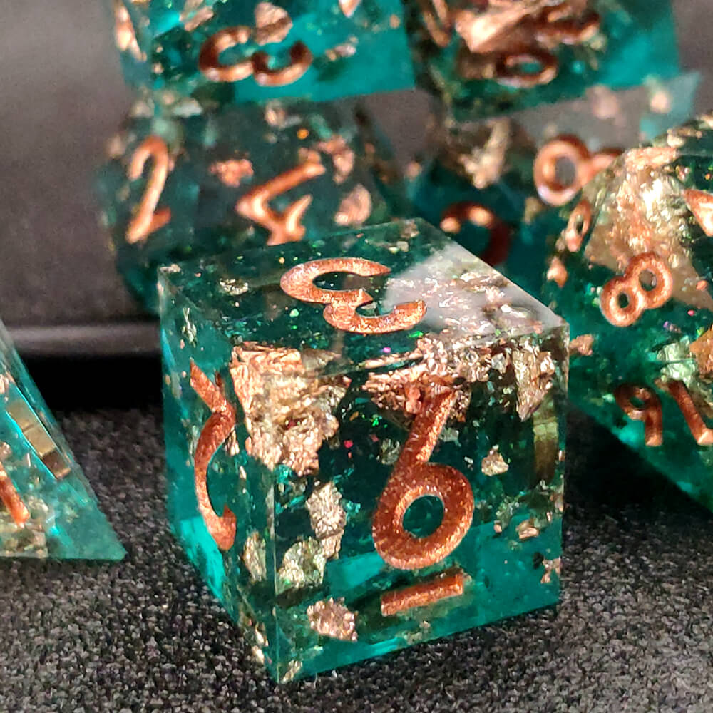 Forgotten Oasis Polyhedral Resin 7-Piece D&D Dice Set - Dice of Dragons