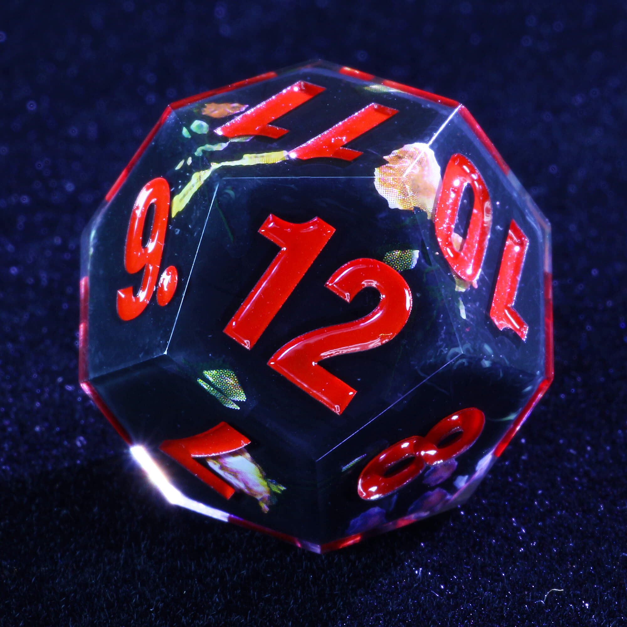 Gaming 7 Polyhedral Resin Dice Sets D&D Flower Black - Dice of Dragons