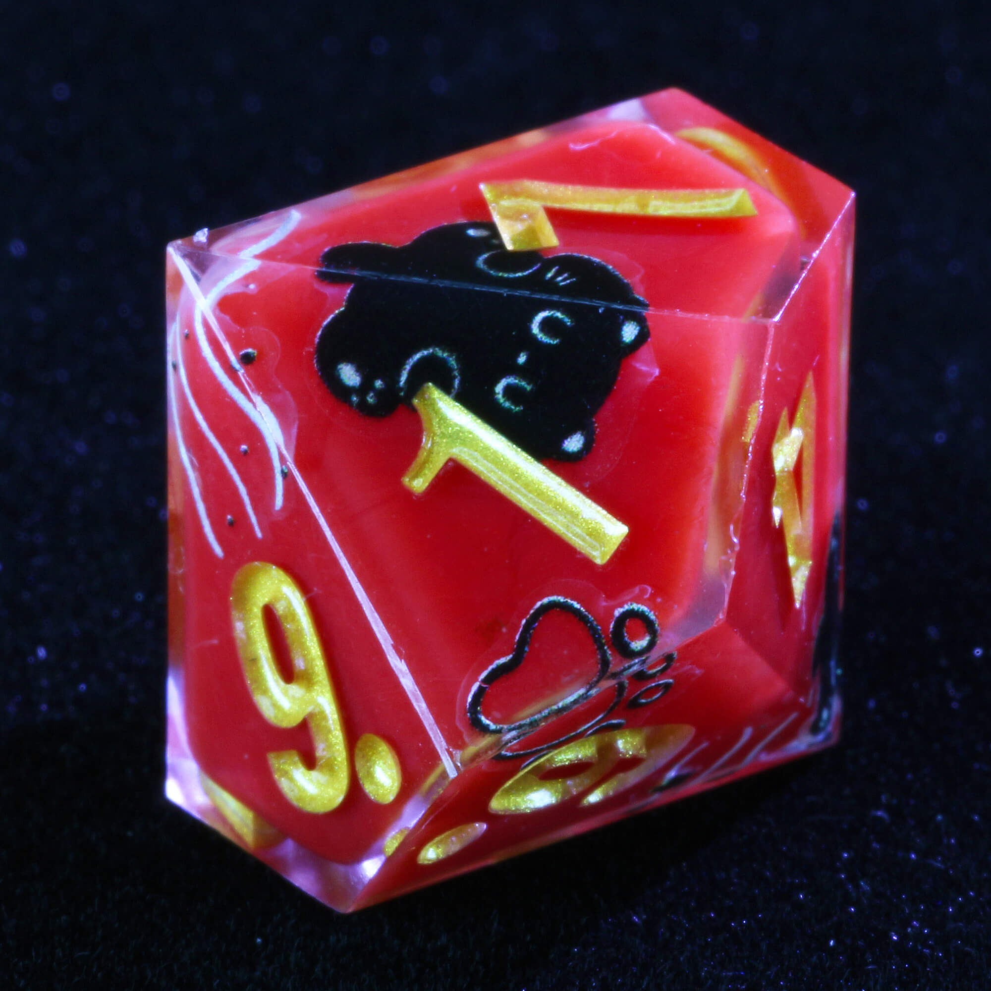 Good 7 Polyhedral Resin Dice Sets D and D Cat Red - Dice of Dragons