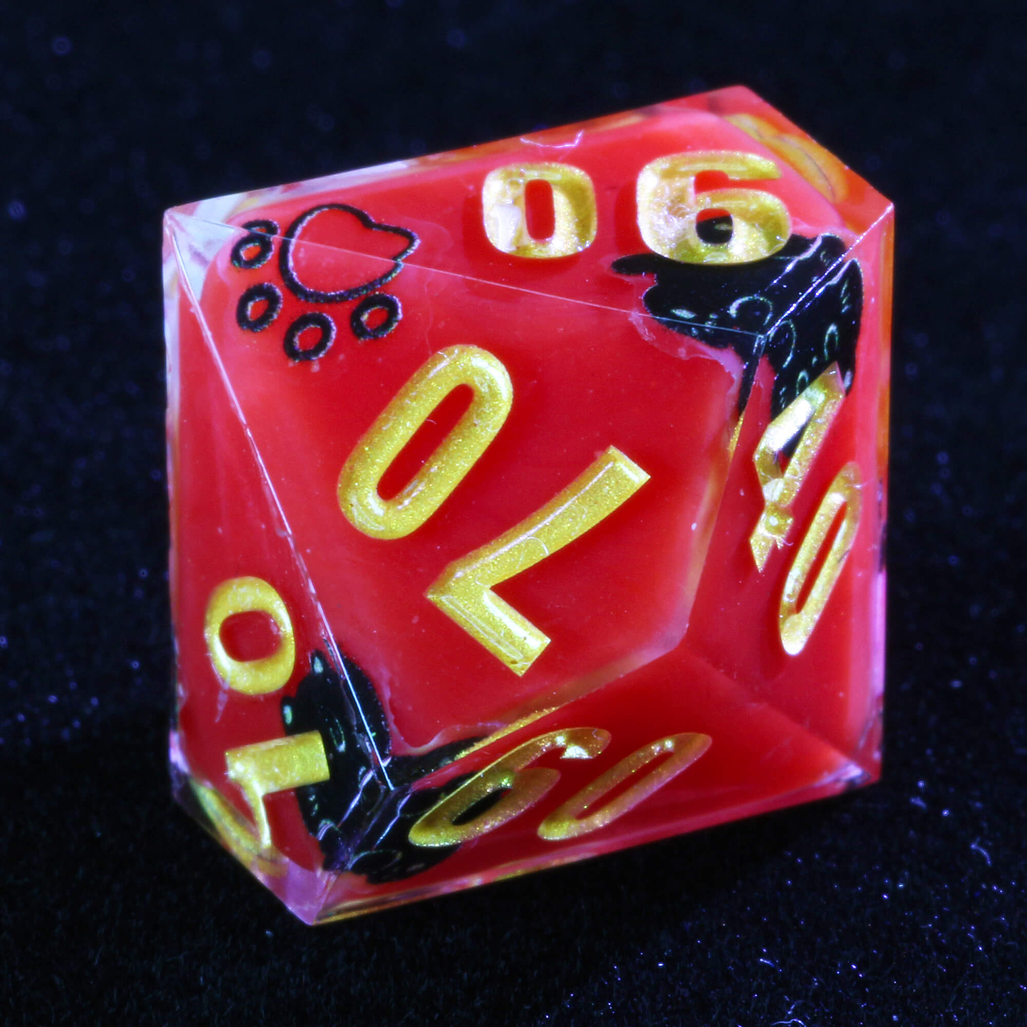 Good 7 Polyhedral Resin Dice Sets D and D Cat Red - Dice of Dragons