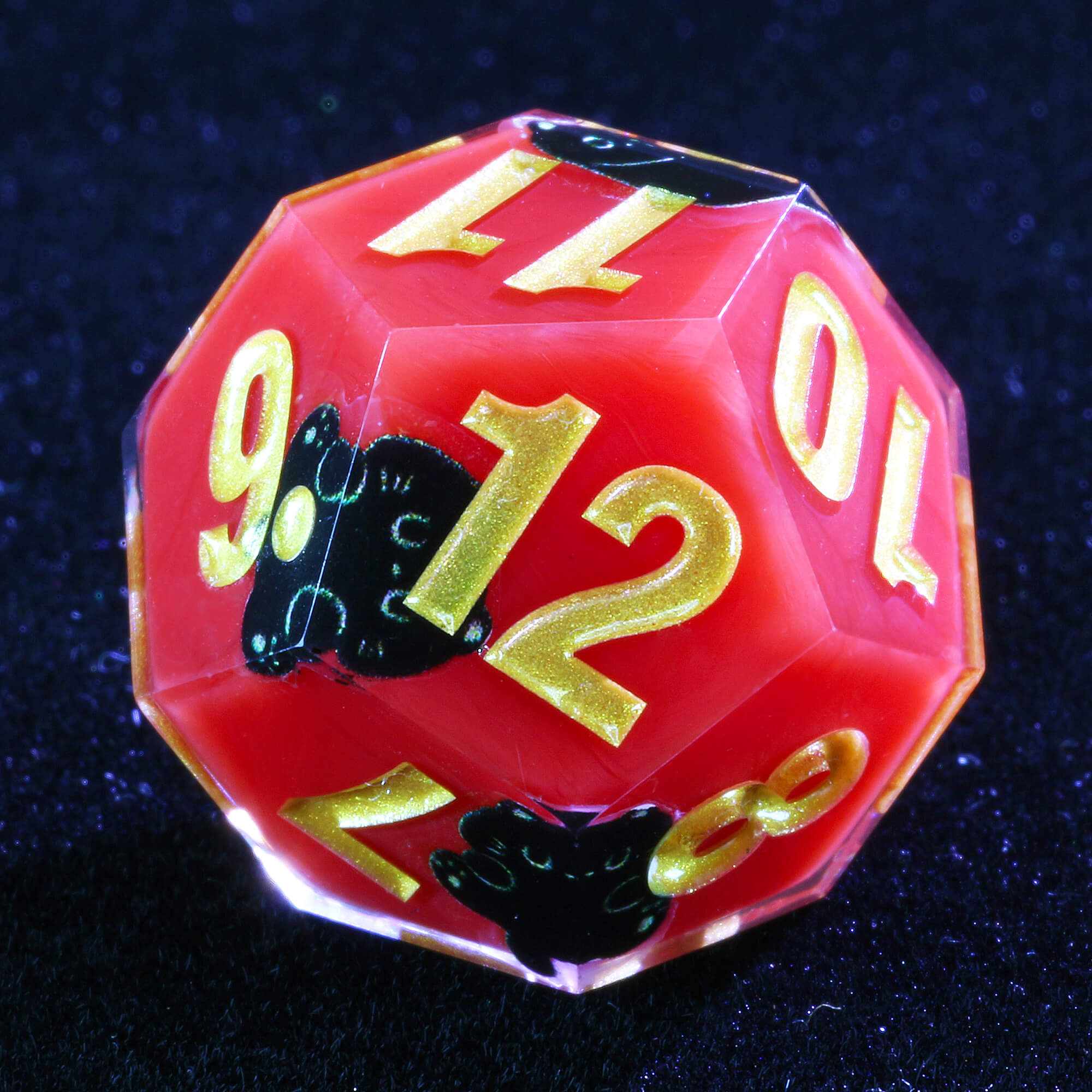 Good 7 Polyhedral Resin Dice Sets D and D Cat Red - Dice of Dragons