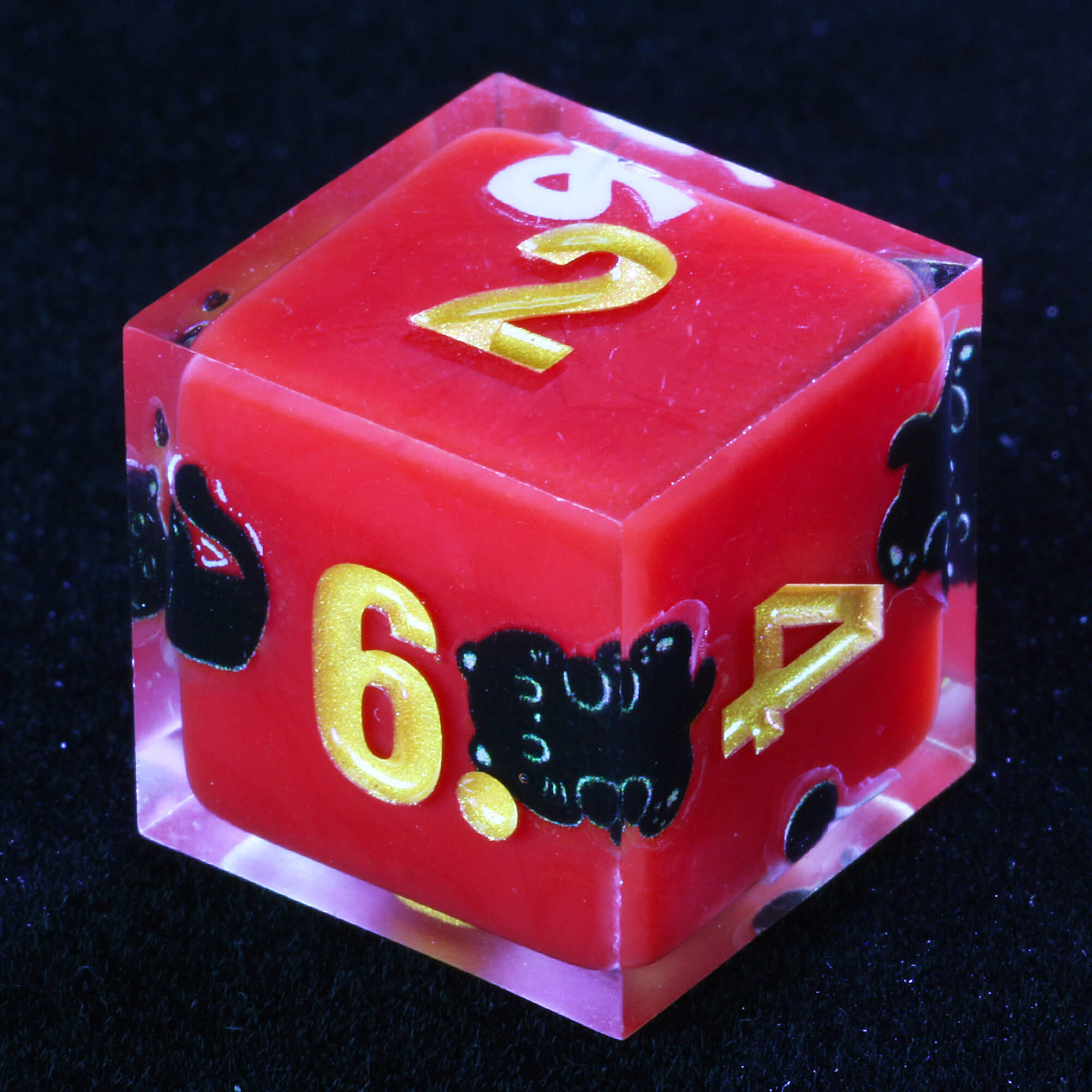 Good 7 Polyhedral Resin Dice Sets D and D Cat Red - Dice of Dragons