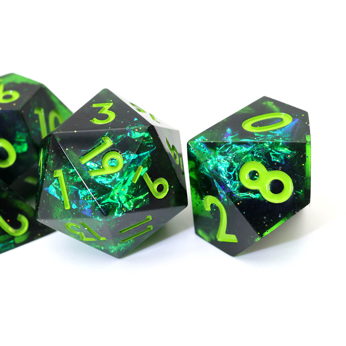 Green Forest 7-Piece Sharp Edge DND Dice Set - Dice of Dragons