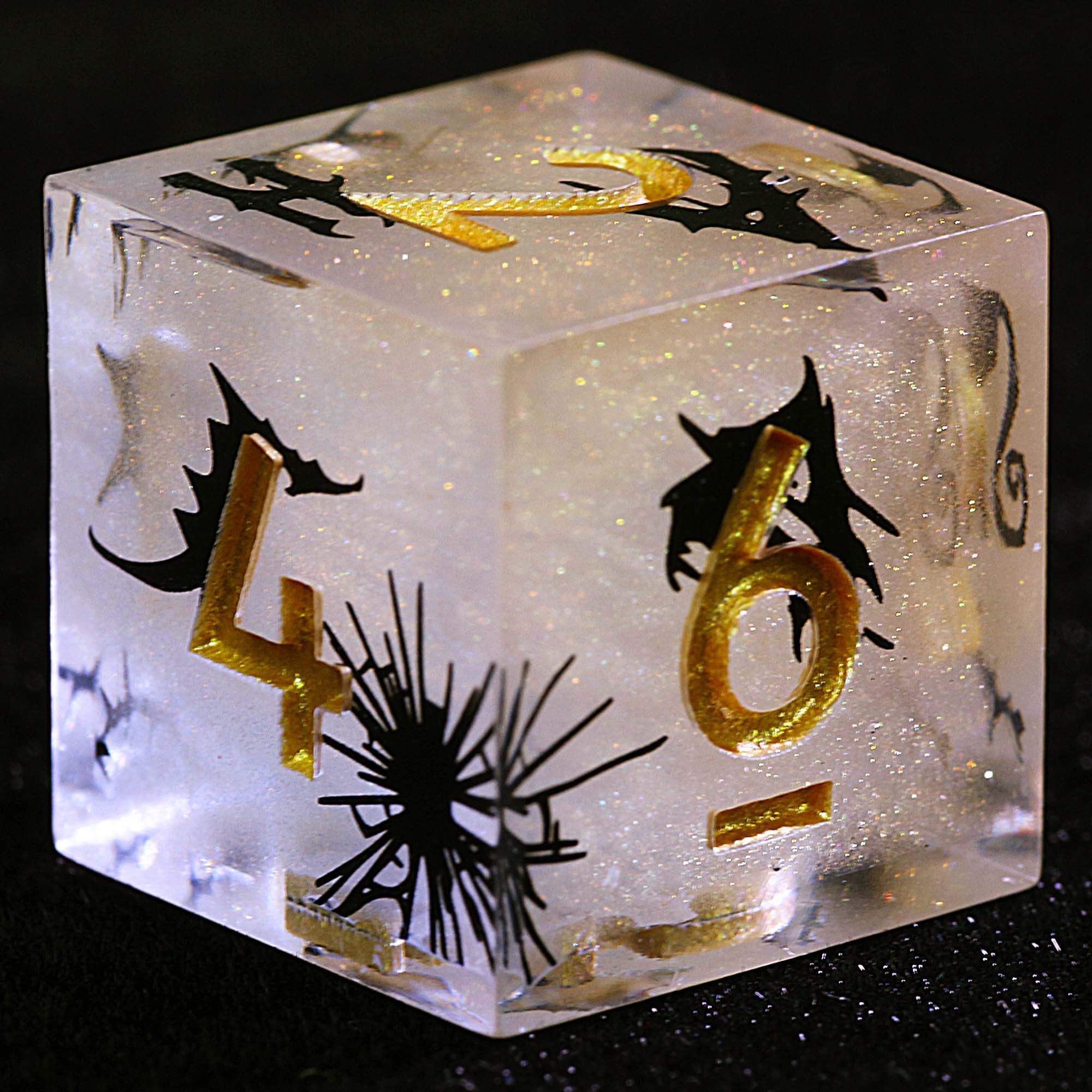 Halloween 9 Polyhedral Resin Sets of Dice D and D Yellow Black Simple Bat - Dice of Dragons