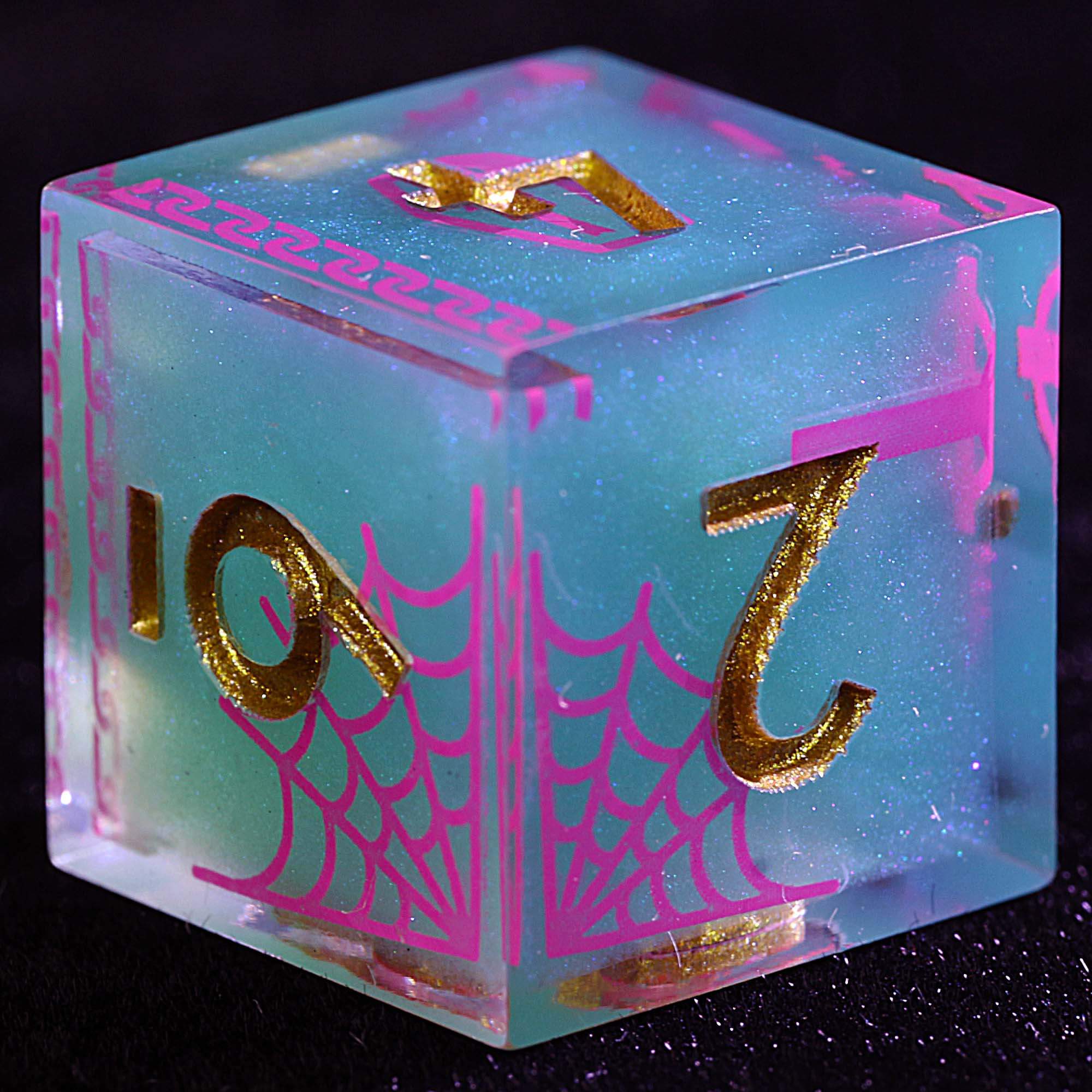 Halloween 9 Polyhedral Resin Set of Dice DnD Purple Spider Web - Dice of Dragons