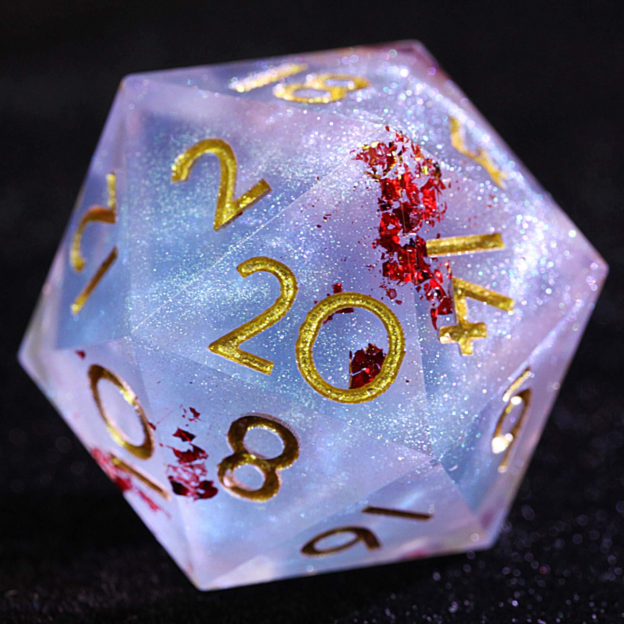 9 Polyhedral Resin DnD Sets of Dice Swirl with Red Gold Foil - Dice of Dragons
