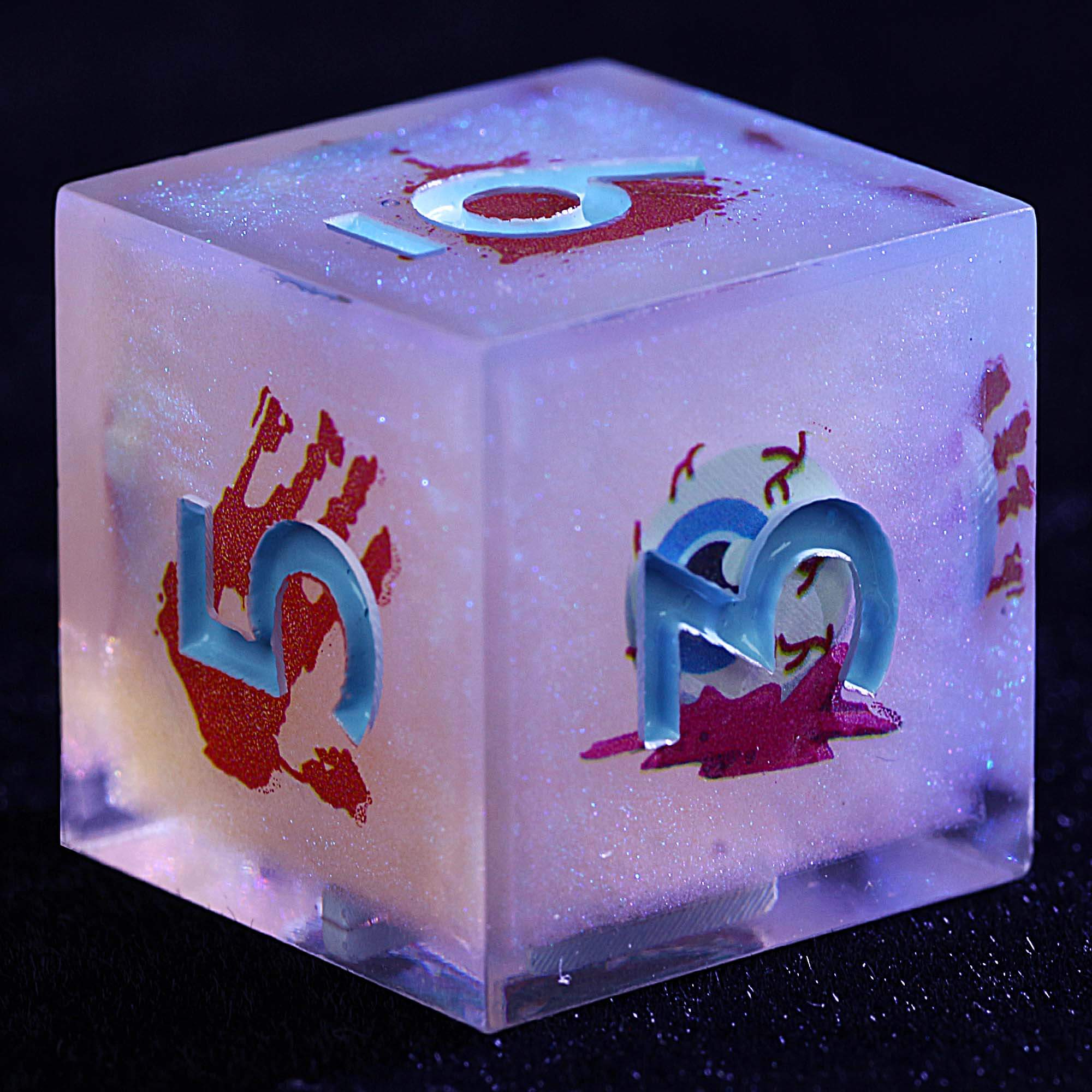 Halloween 9 Polyhedral Resin D&D Sets of Dice Eyeball Mouth Hand Print - Dice of Dragons