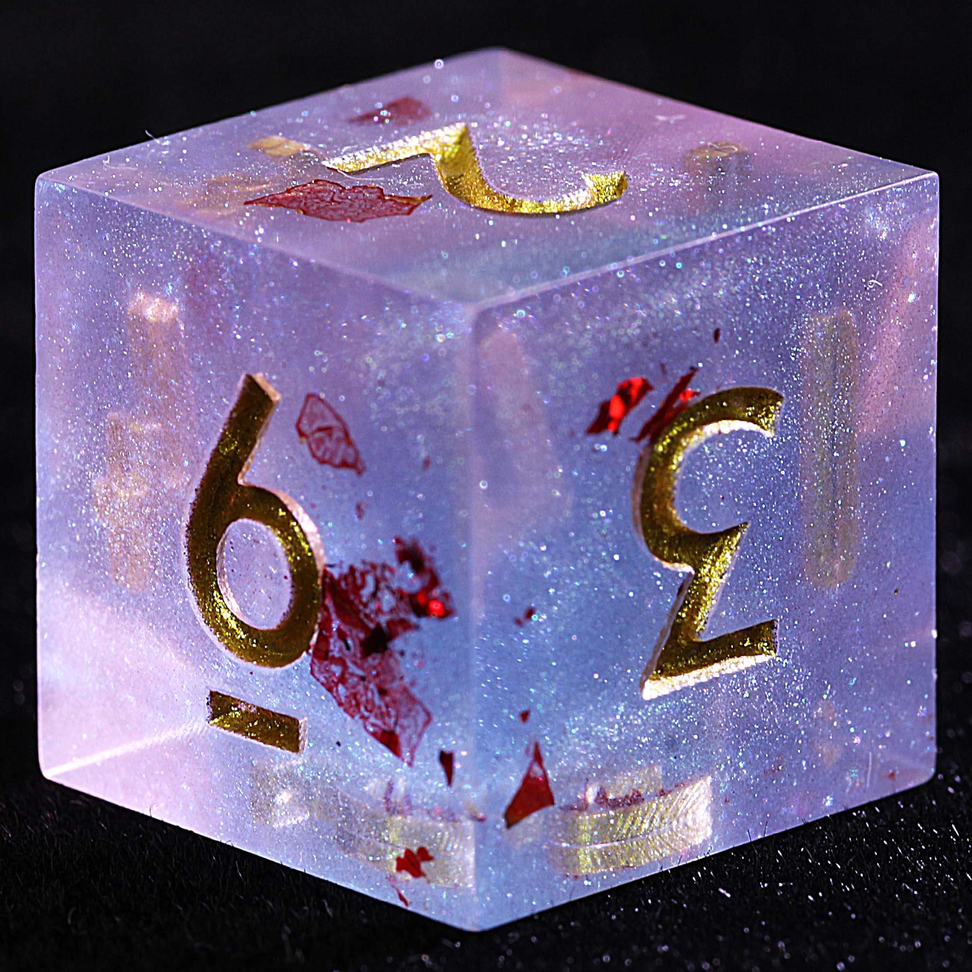 9 Polyhedral Resin DnD Sets of Dice Swirl with Red Gold Foil - Dice of Dragons