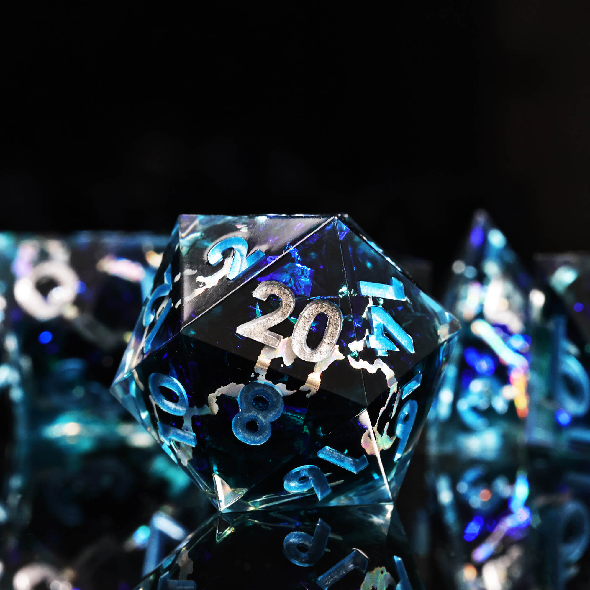 Handmade Layered Polyhedral D and D Dice Set for Board Games - Dice of Dragons