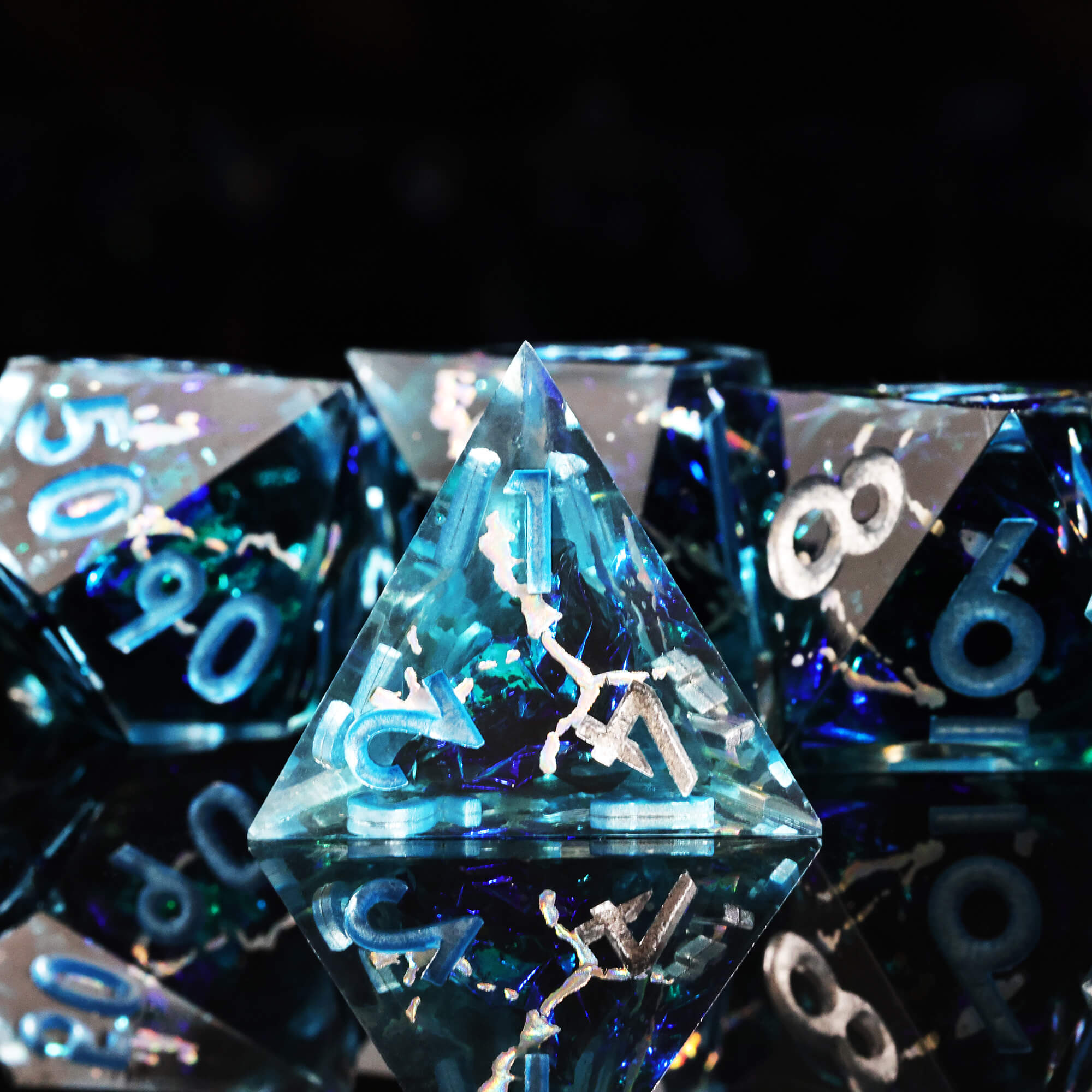 Handmade Layered Polyhedral D and D Dice Set for Board Games - Dice of Dragons