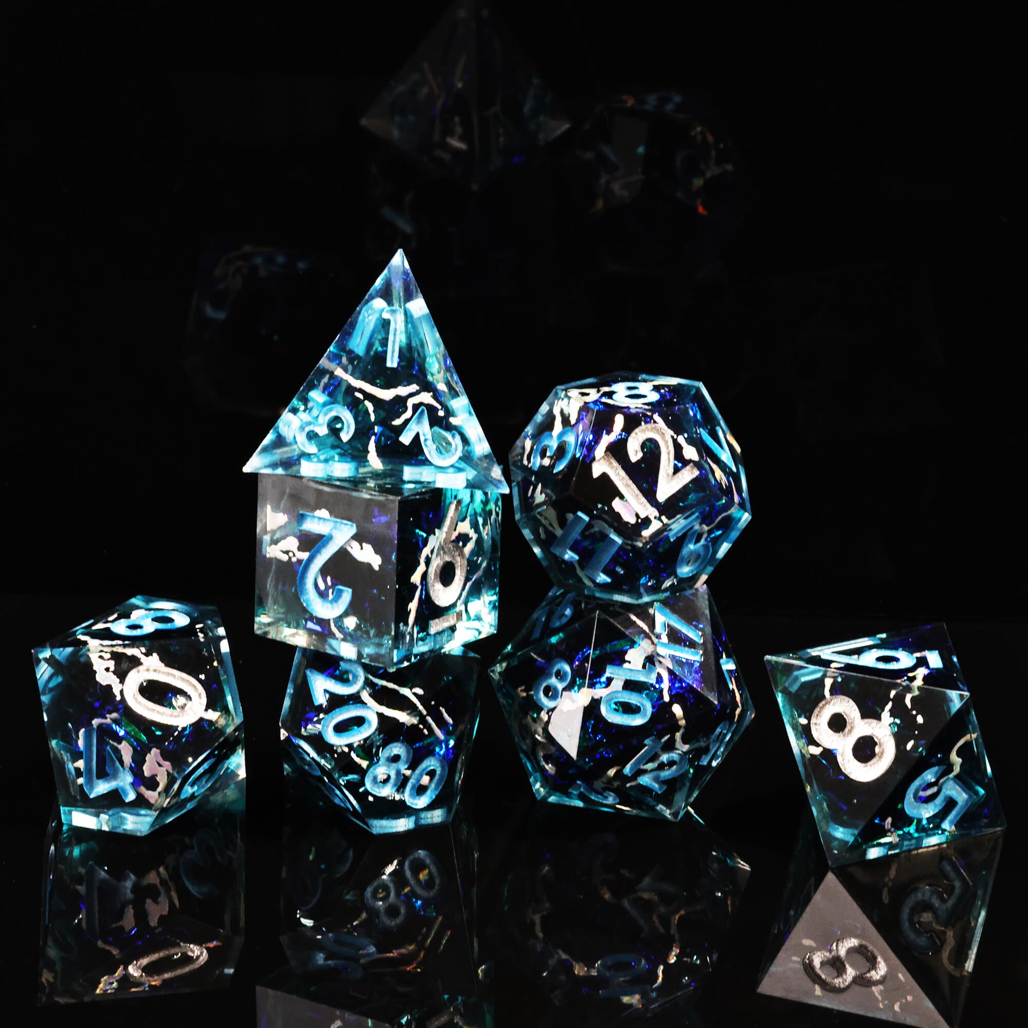 Handmade Layered Polyhedral D and D Dice Set for Board Games - Dice of Dragons