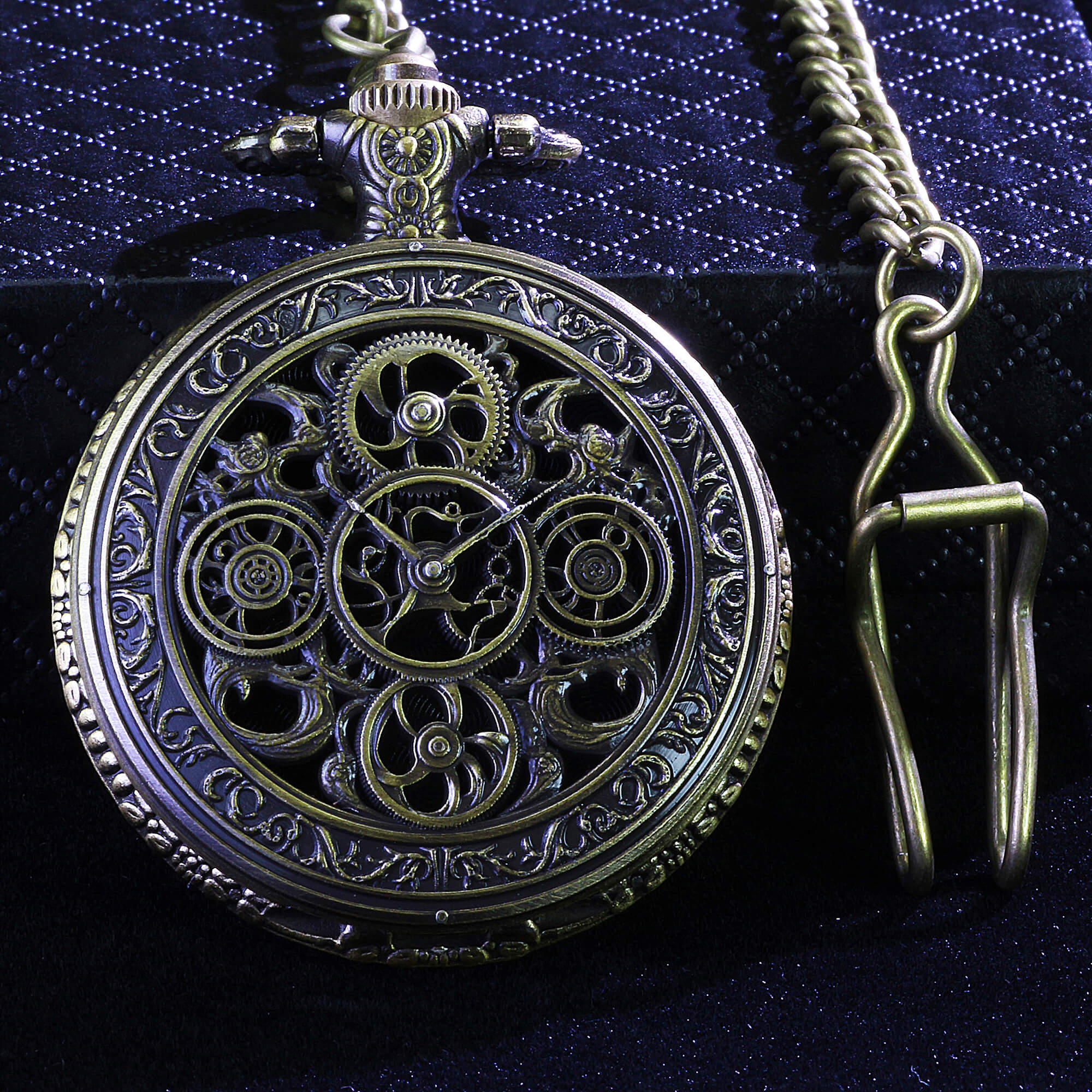 Hollow Gear Mini Polyhedral Metal DnD Dice Sets with Pocket Watch Shell Case - Dice of Dragons