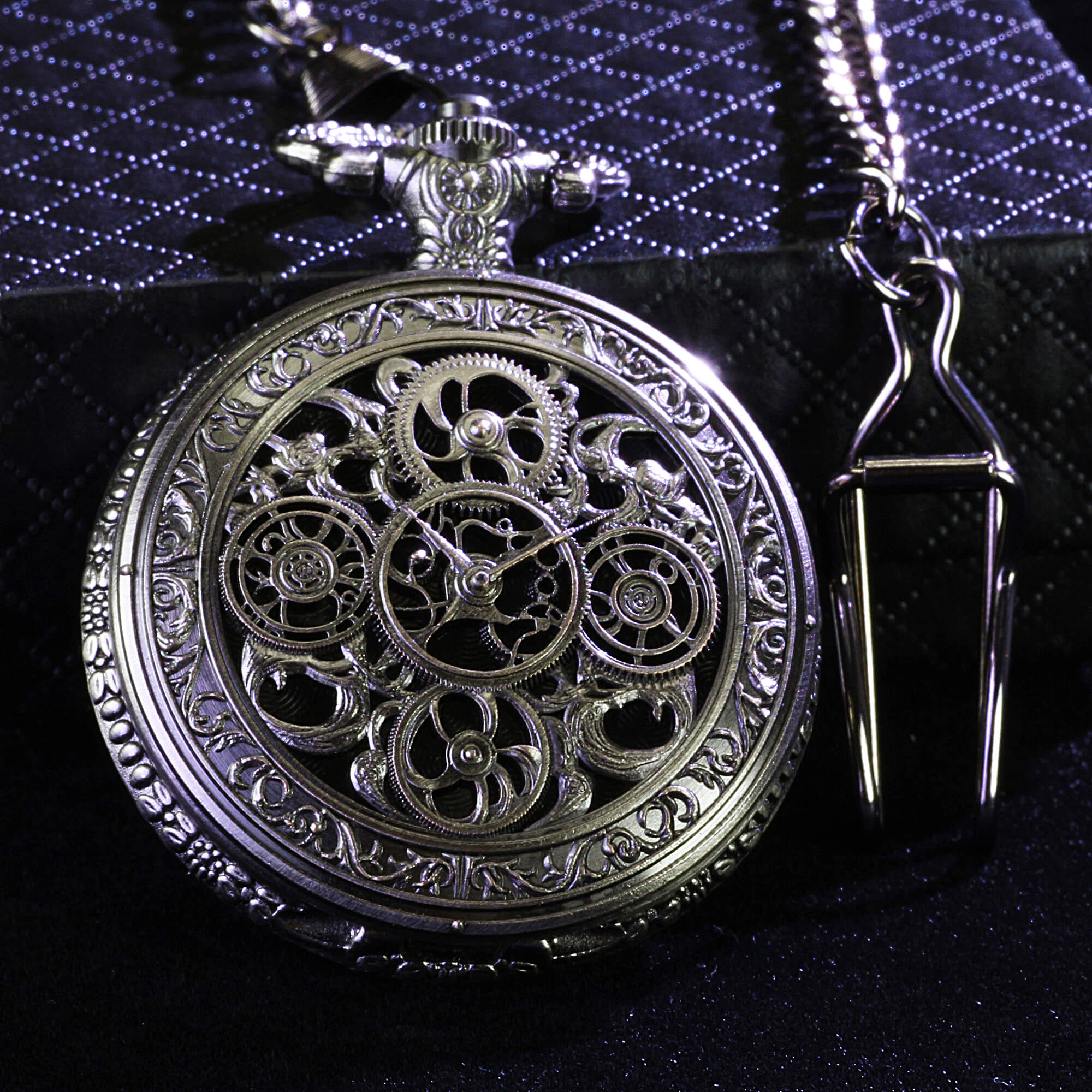 Hollow Gear Mini Polyhedral Metal DnD Dice Sets with Pocket Watch Shell Case - Dice of Dragons
