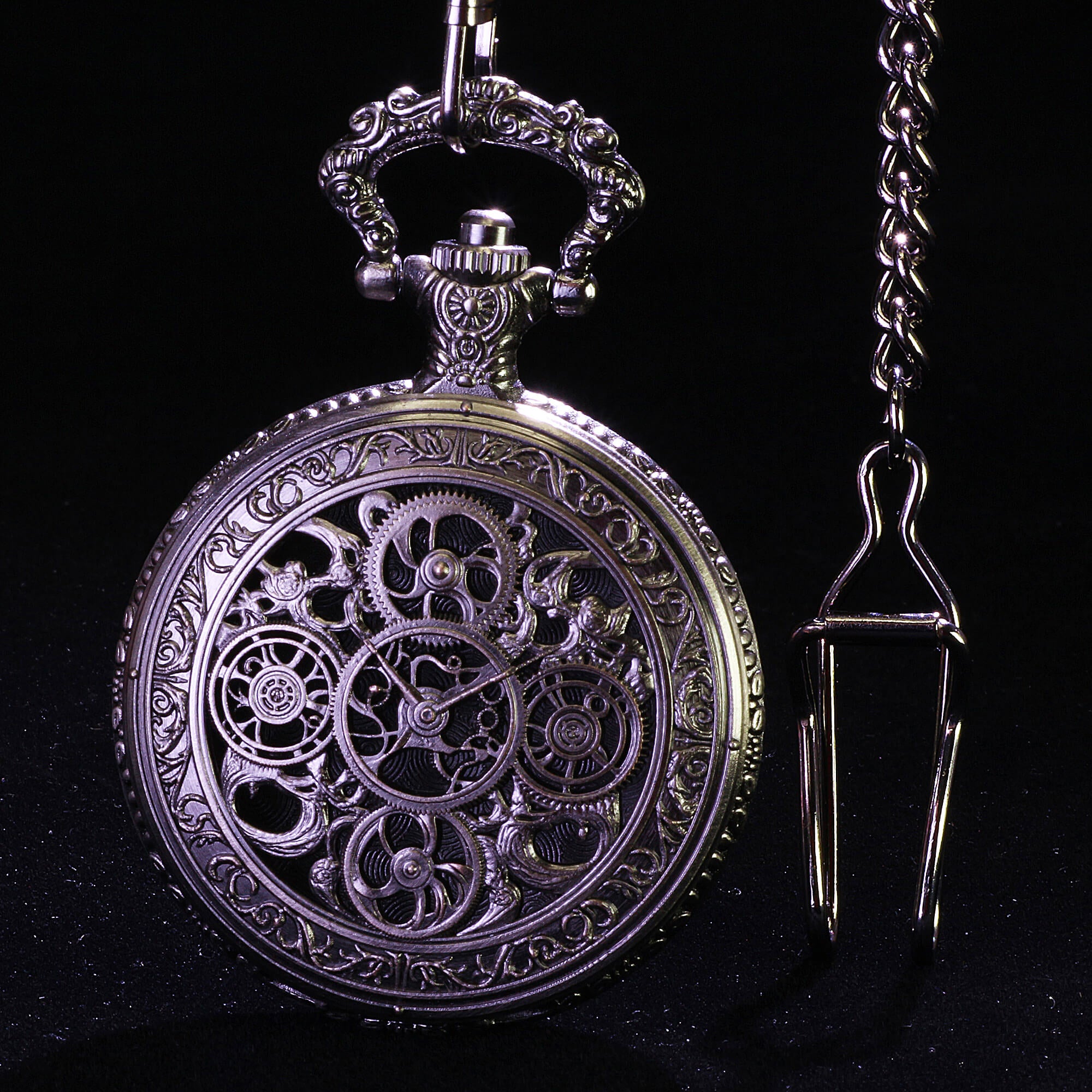 Hollow Gear Mini Polyhedral Metal DnD Dice Sets with Pocket Watch Shell Case - Dice of Dragons
