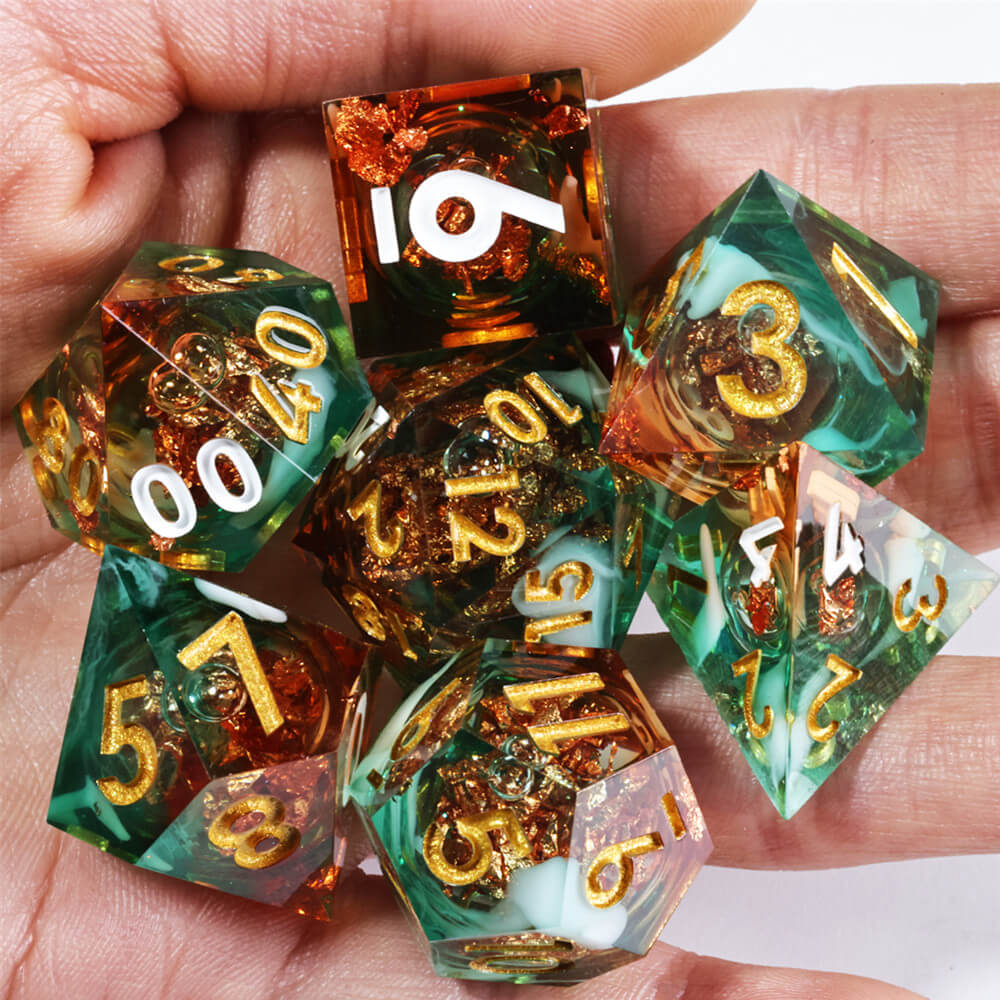 Lake Monster Resin Polyhedral D and D Liquid Core Set Dice - Dice of Dragons