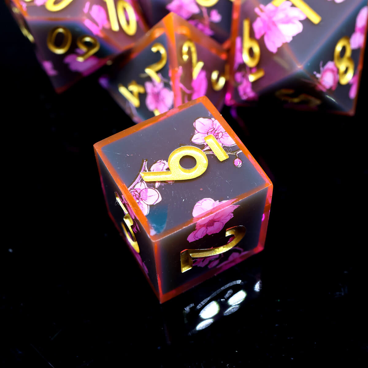 Layered Flower 7-Piece Sharp Edge DND Dice Set - Dice of Dragons