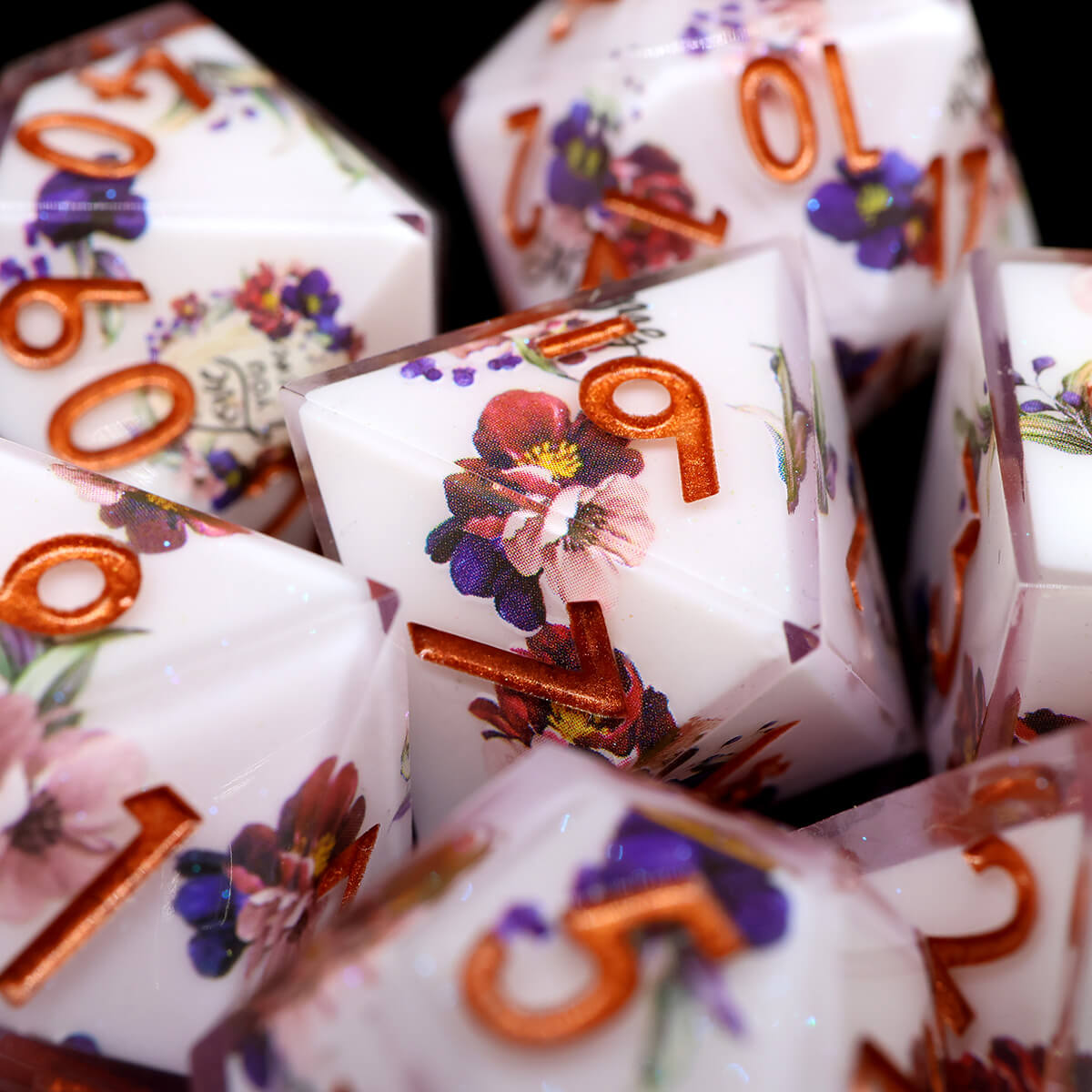 Layered Flower DND Dice Set 7-Piece Sharp Edge - Dice of Dragons