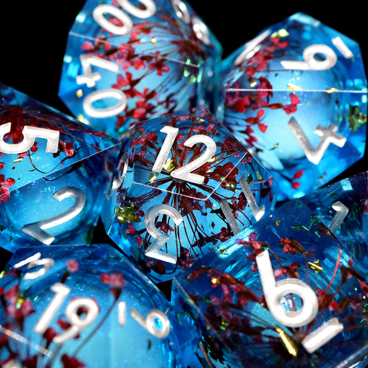 Liquid Core 7-Piece DND Dice Set Sharp Edge - Dice of Dragons